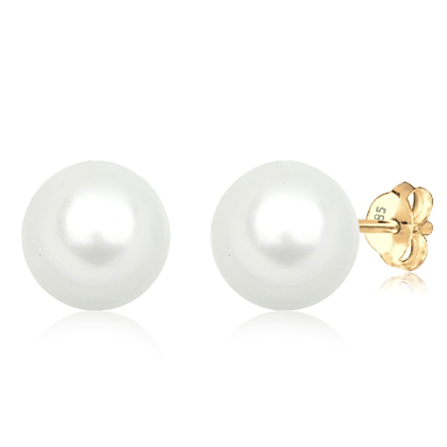 Weiß - Elli PREMIUM | Ohrstecker | Perle | 585 Gelbgold