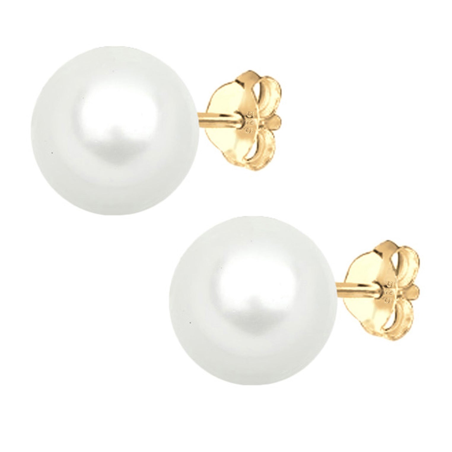 Weiß - Elli PREMIUM | Ohrstecker | Perle | 585 Gelbgold