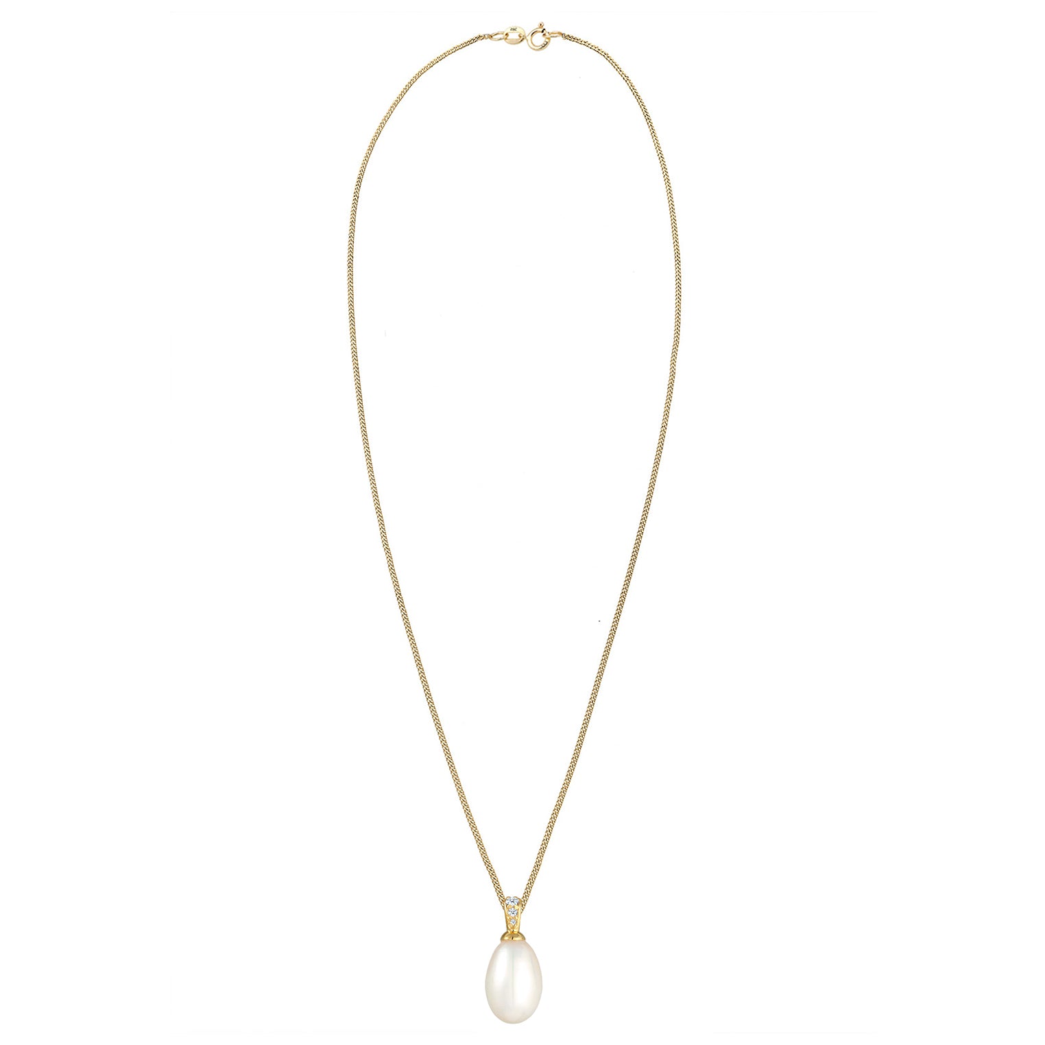 Weiß - Elli DIAMONDS | Halskette | Süßwasserperle, Diamant (Weiß, 0,05 ct) | 585 Gelbgold