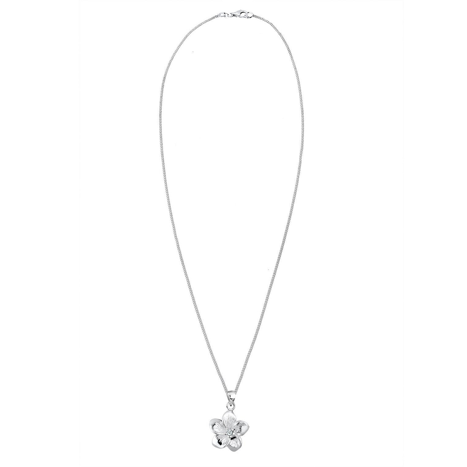 Weiß - Elli DIAMONDS | Halskette Frangipani Blüte | Diamant (Weiß, 0,03 ct) | 925er Sterling Silber