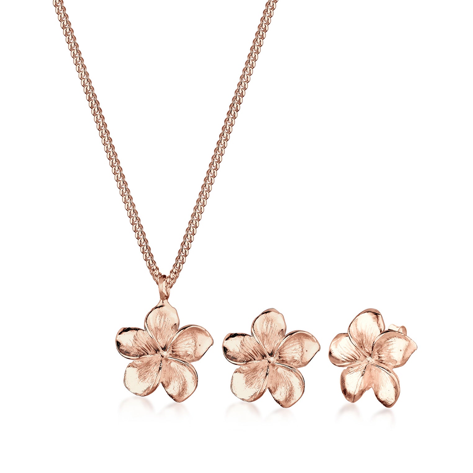 Roségold - Elli | Schmuckset  Frangipani Blüte | 925 Sterling Silber Rosegold