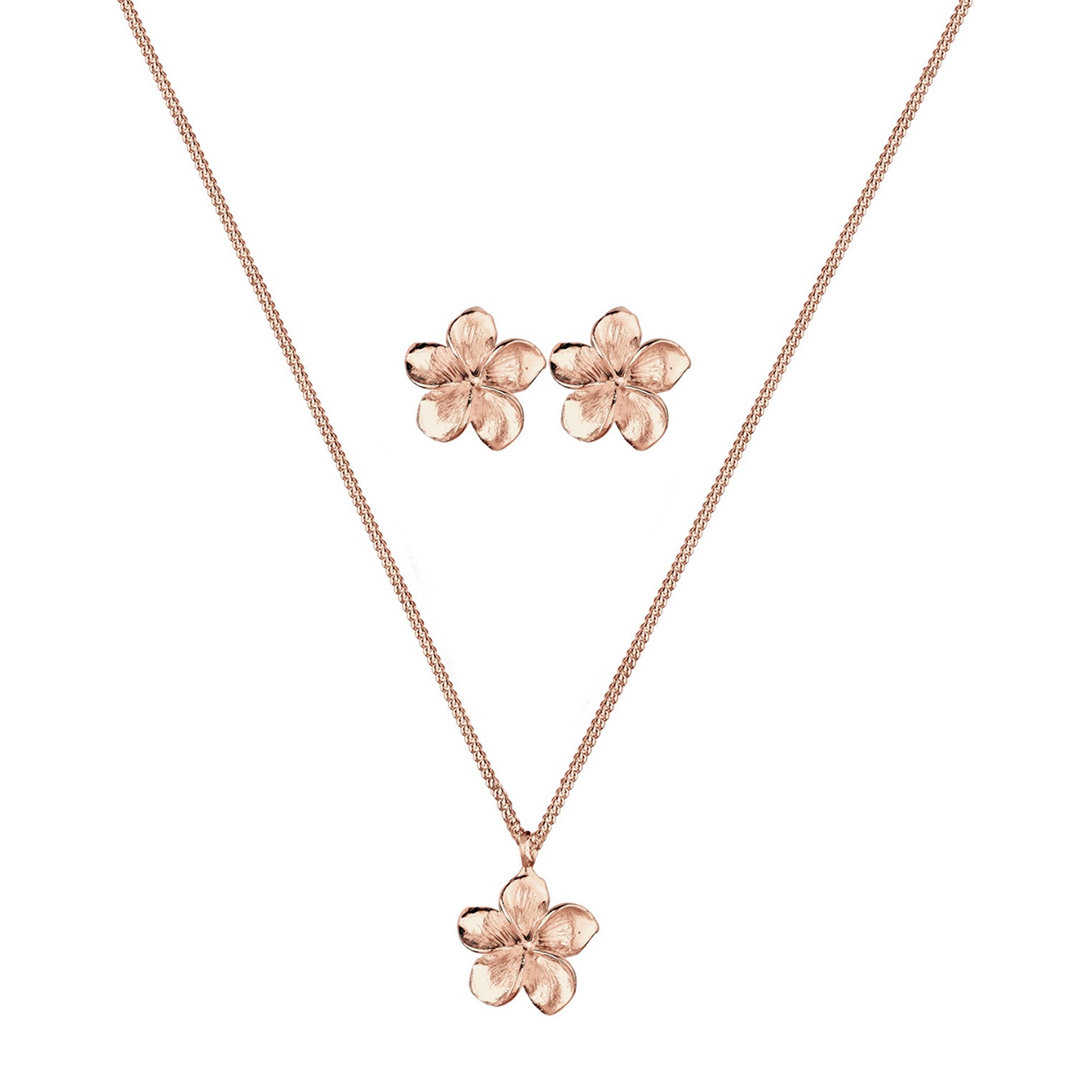 Roségold - Elli | Schmuckset  Frangipani Blüte | 925 Sterling Silber Rosegold