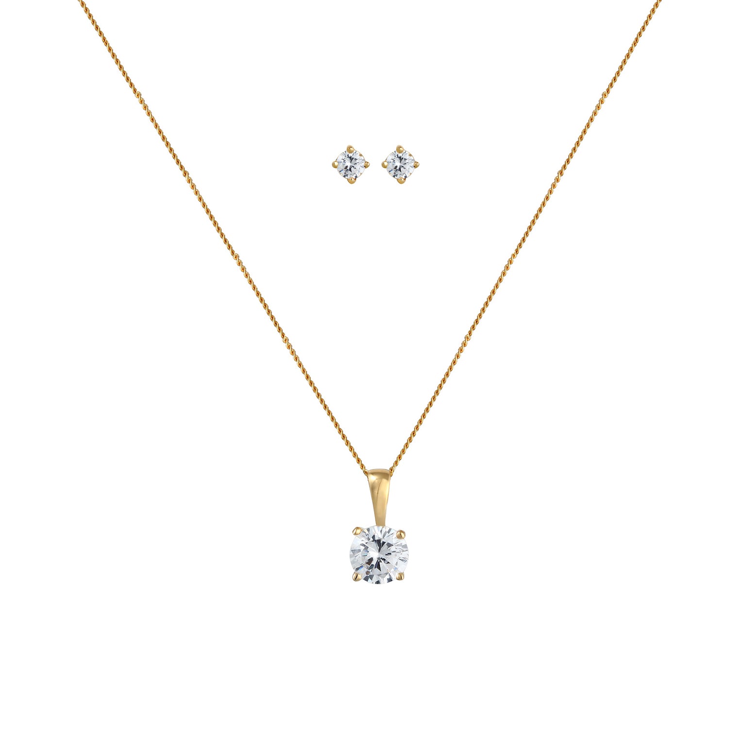 Weiß - Elli PREMIUM | Schmuckset  | Zirkonia ( Weiß ) | 585 Gelbgold