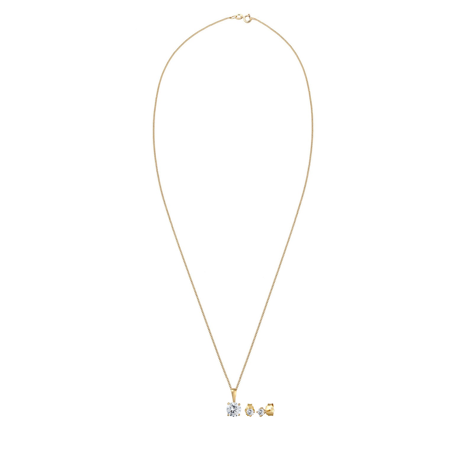 Weiß - Elli PREMIUM | Schmuckset  | Zirkonia ( Weiß ) | 585 Gelbgold