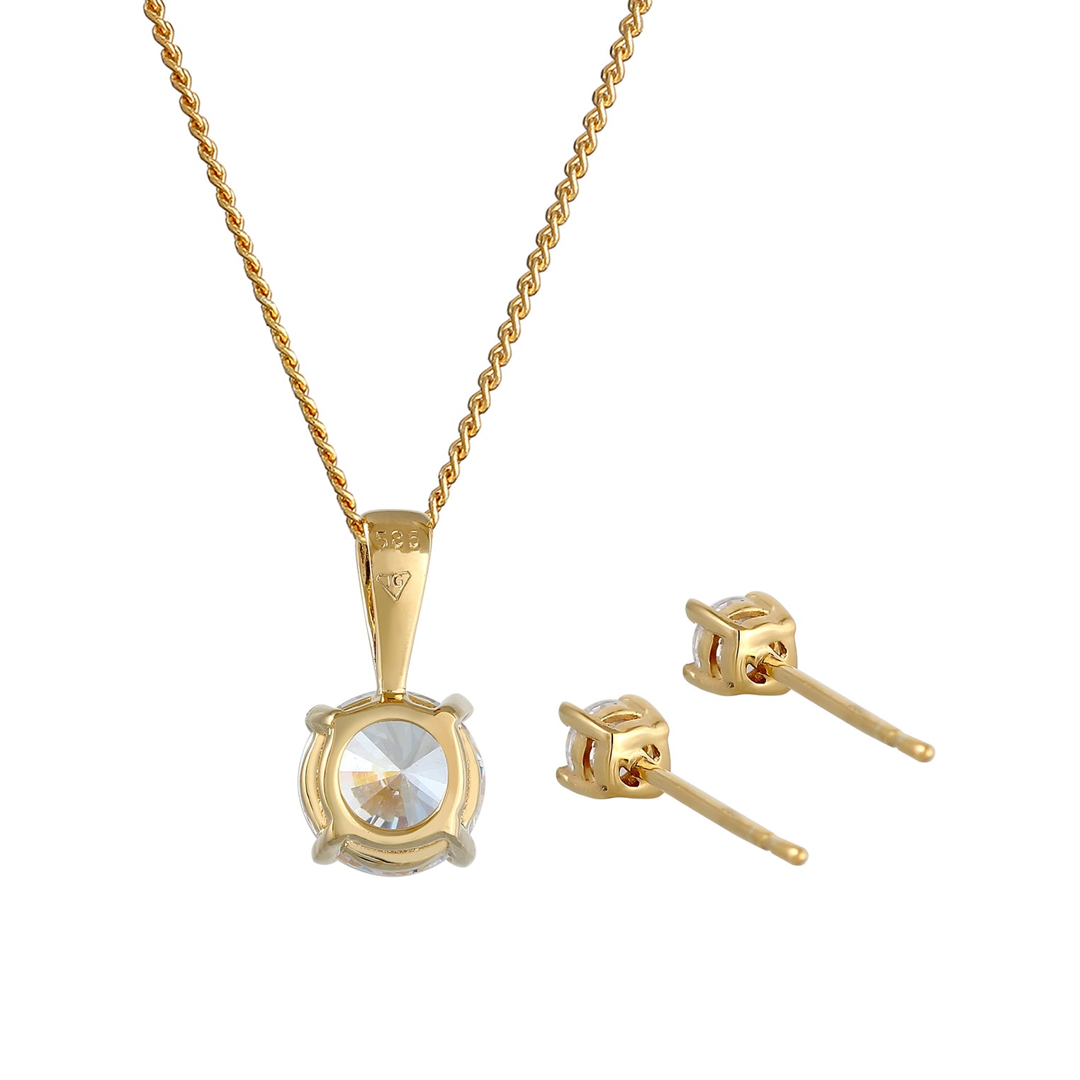 Weiß - Elli PREMIUM | Schmuckset  | Zirkonia ( Weiß ) | 585 Gelbgold