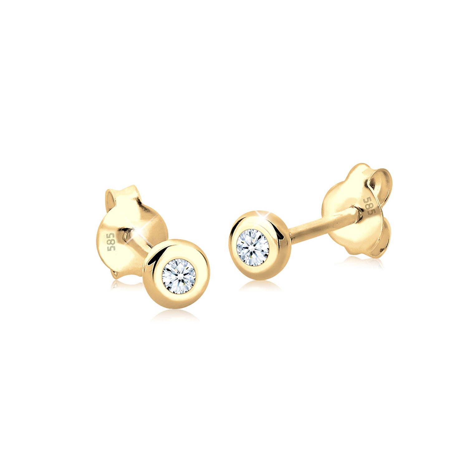 Weiß - Elli DIAMONDS | Ohrstecker | Diamant ( Weiß, 0,06 ct ) | 585 Gelbgold