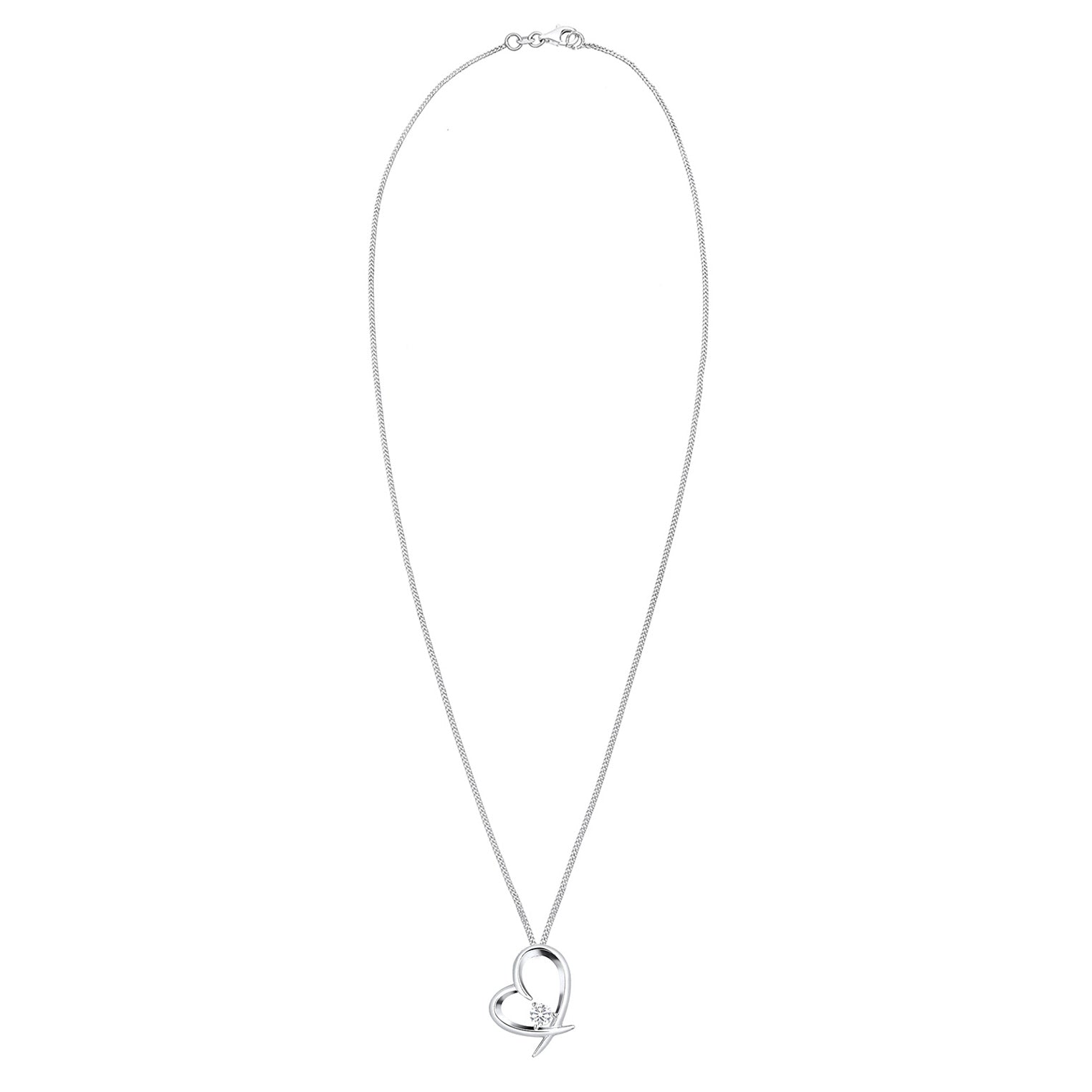 Weiß - Elli | Halskette Herz Anhänger | Zirkonia (Weiß) | 925er Sterling Silber