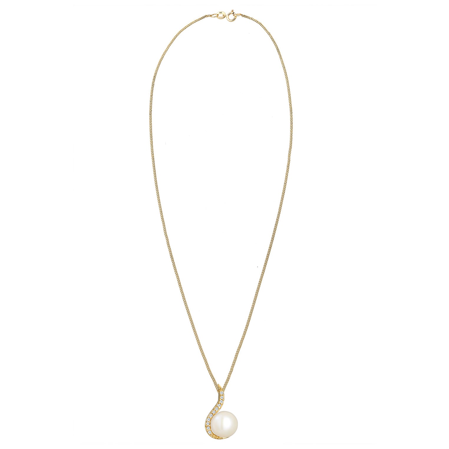 Weiß - Elli DIAMONDS | Halskette | Süßwasserperle, Diamant (Weiß, 0,055 ct) | 585 Gelbgold