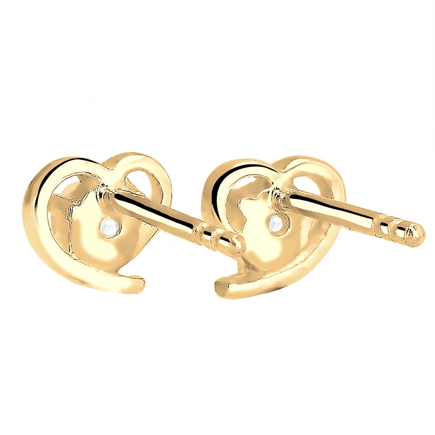 Weiß - Elli PREMIUM | Ohrstecker Herz | Zirkonia ( Weiß ) | 585 Gelbgold