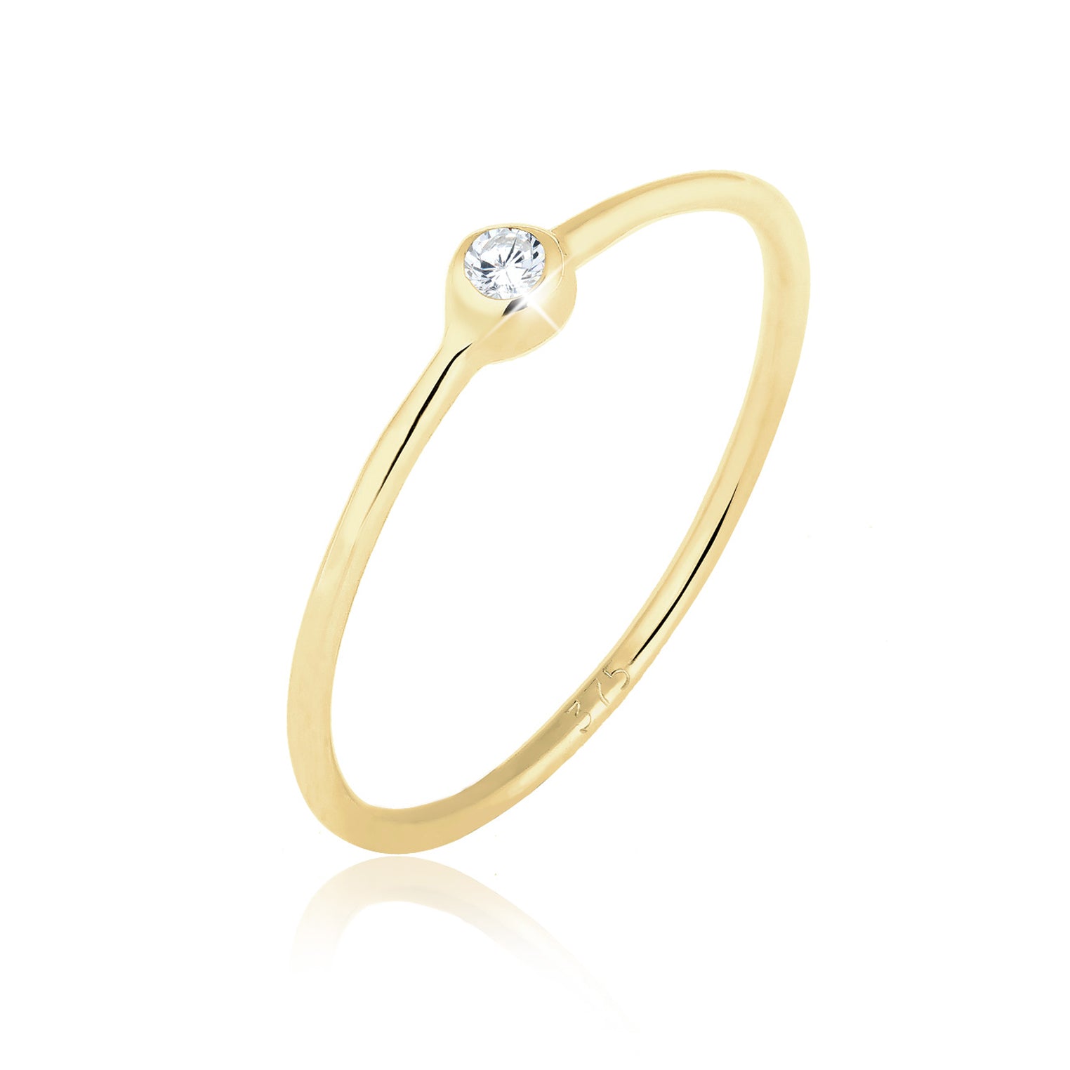 Weiß - Elli PREMIUM | Solitär-Ring | Zirkonia ( Weiß ) | 375 Gelbgold