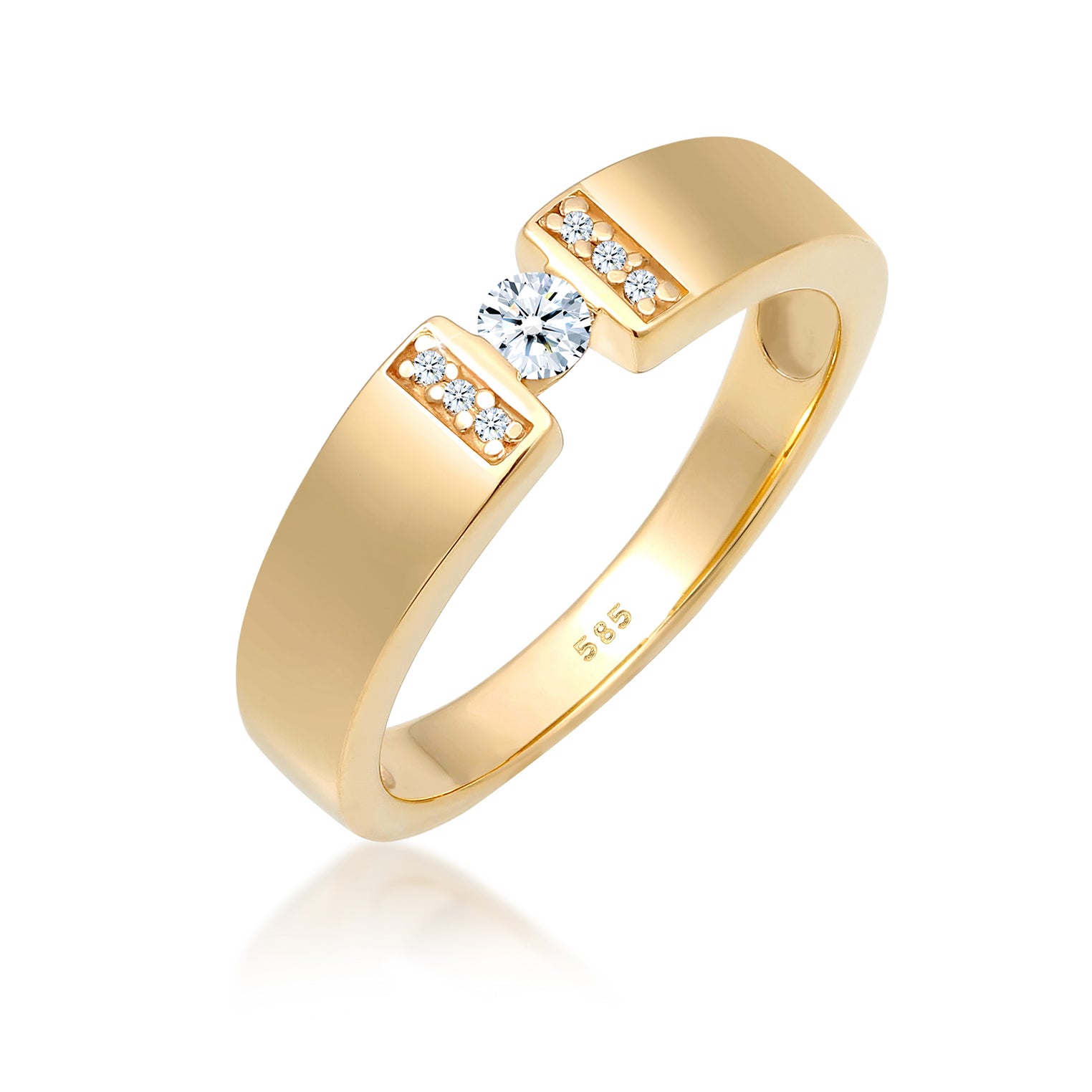 Gold - Elli DIAMONDS | Verlobungsring | Diamant ( Weiß, 0,14 ct ) | 585 Gelbgold