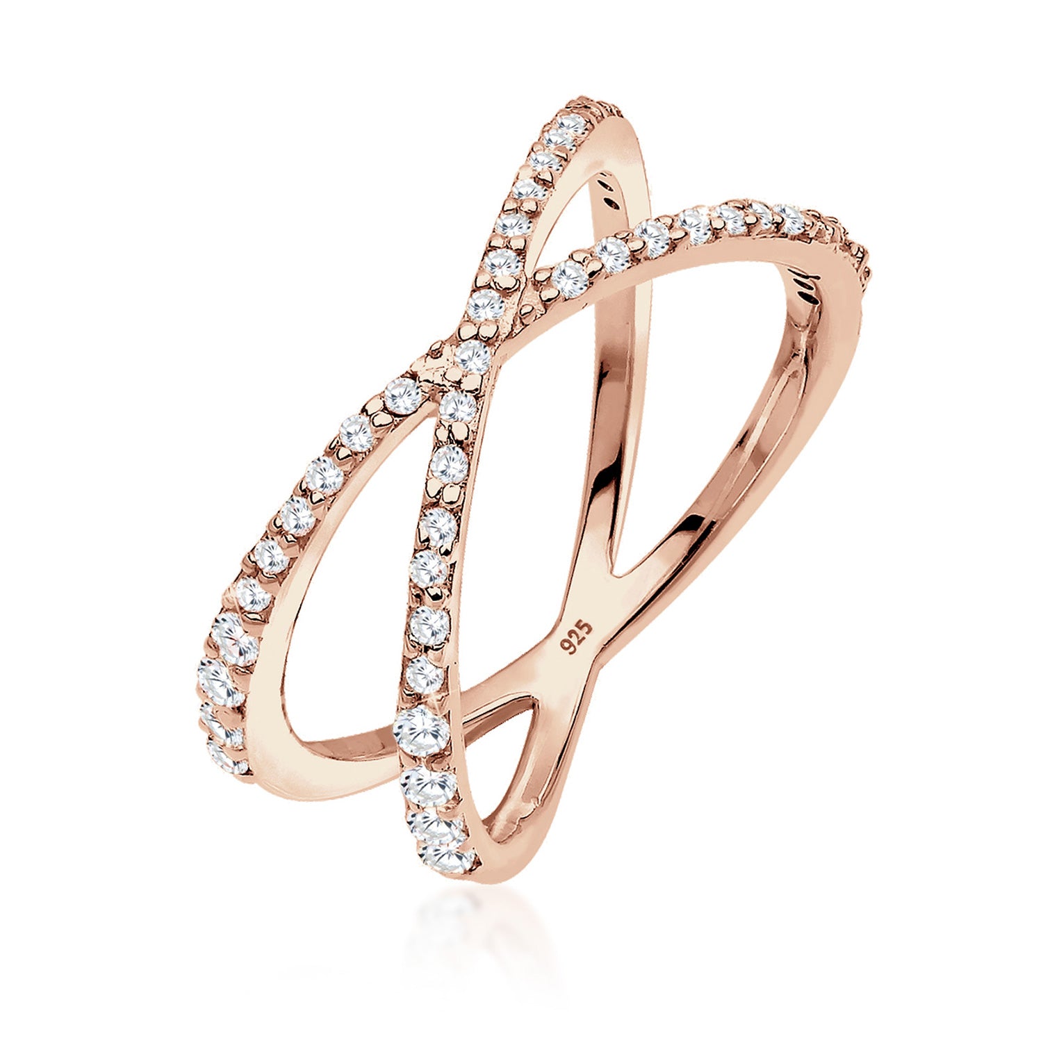 Roségold - Elli | Ring Kreuz | Zirkonia ( Weiß ) | 925 Sterling Silber Rosegold