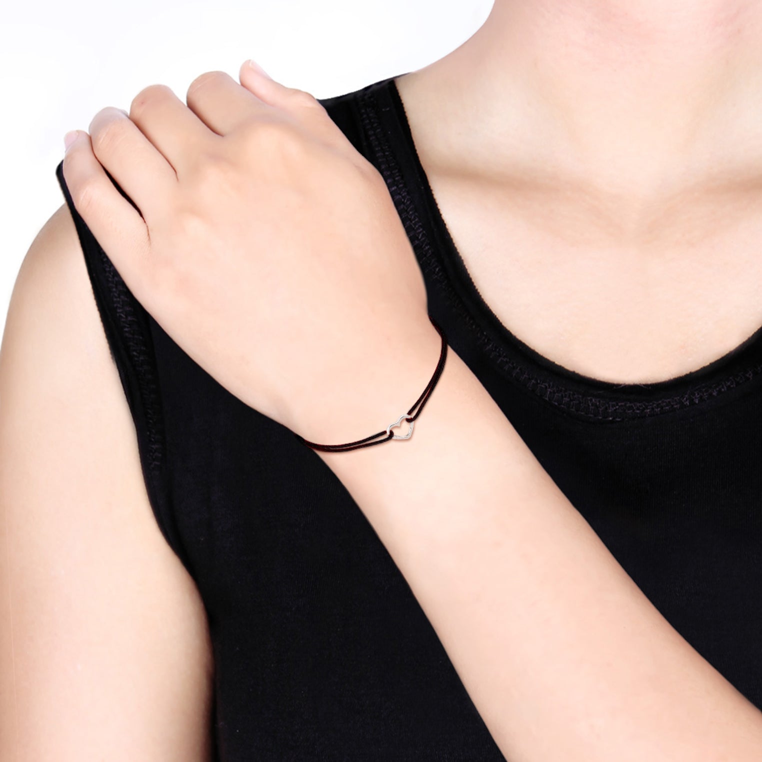 Schwarz - Elli | Armband Herz | 925er Sterling Silber