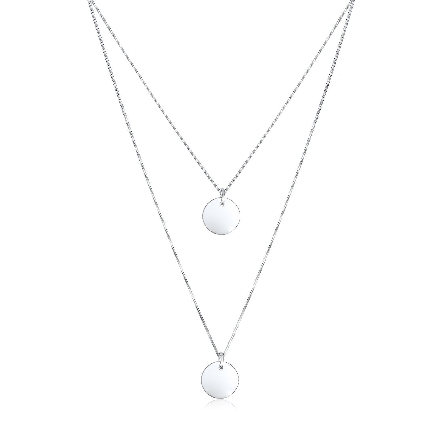 Silber - Elli | Layer-Halskette Geo Plättchen | 925er Sterling Silber