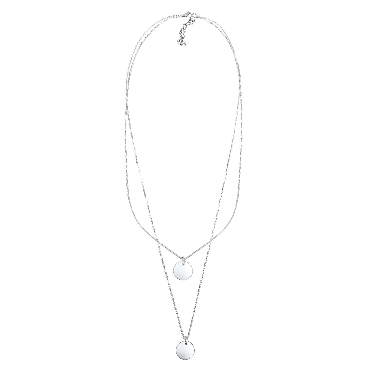 Silber - Elli | Layer-Halskette Geo Plättchen | 925er Sterling Silber