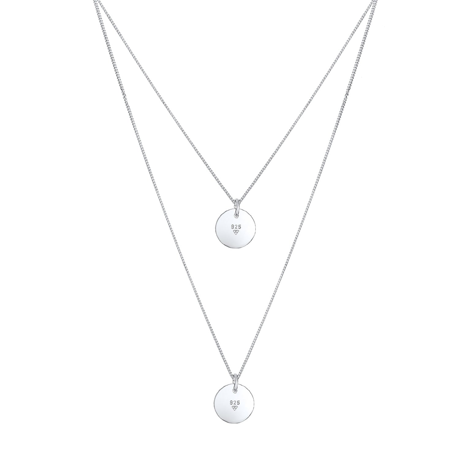 Silber - Elli | Layer-Halskette Geo Plättchen | 925er Sterling Silber
