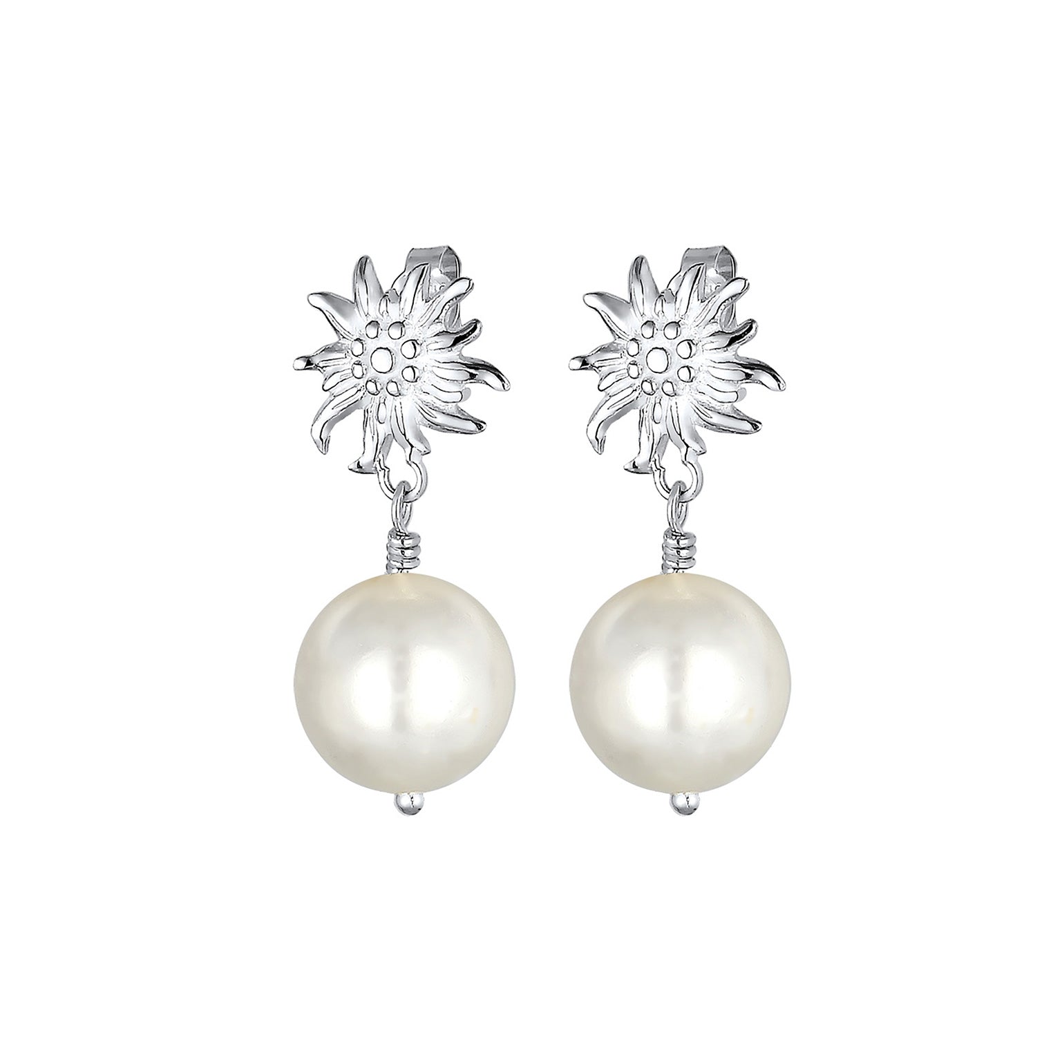 Silber - Elli | Ohrhänger Edelweiss | Perle | 925er Sterling Silber
