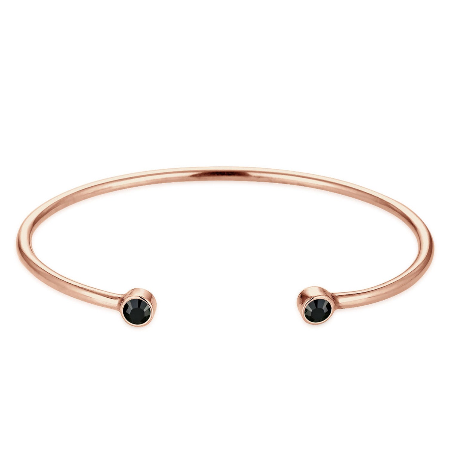 Schwarz - Elli | Armreif | Kristall ( Schwarz ) | 925 Sterling Silber Rosegold