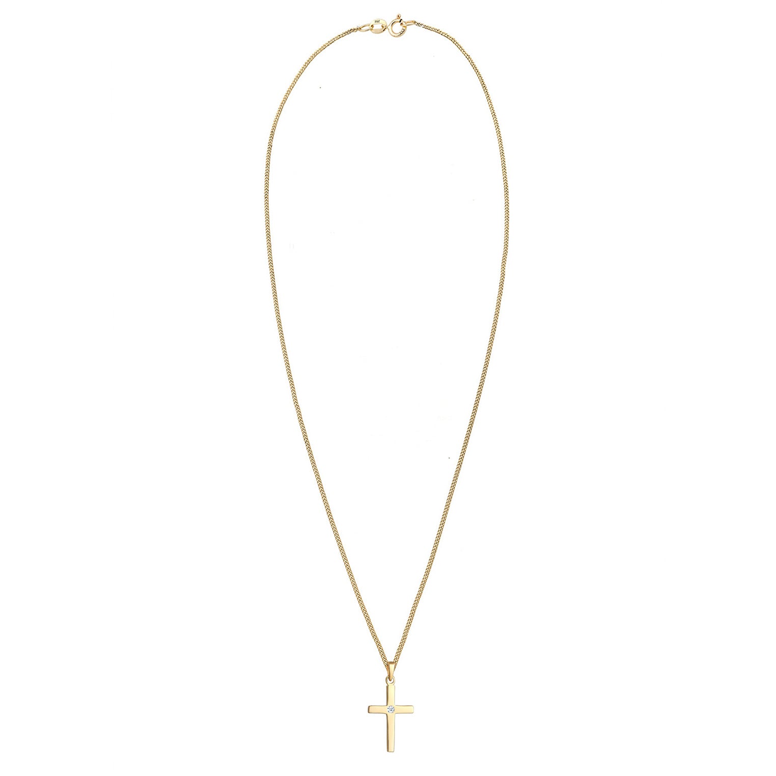 Weiß - Elli DIAMONDS | Halskette Kreuz | Diamant (Weiß, 0,015 ct) | 585 Gelbgold