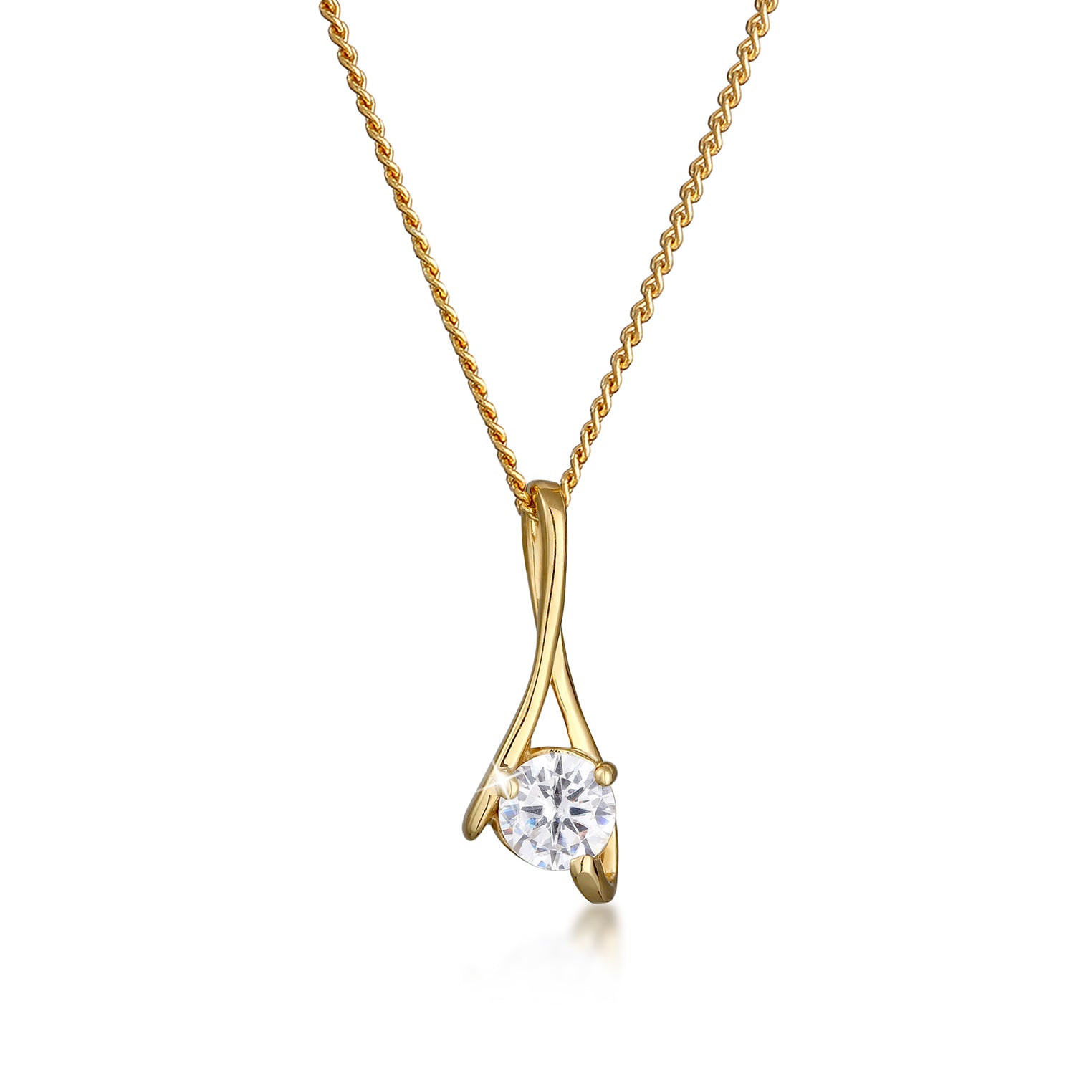 Gold - Elli PREMIUM | Halskette Infinity | Zirkonia (Weiß) | 585 Gelbgold