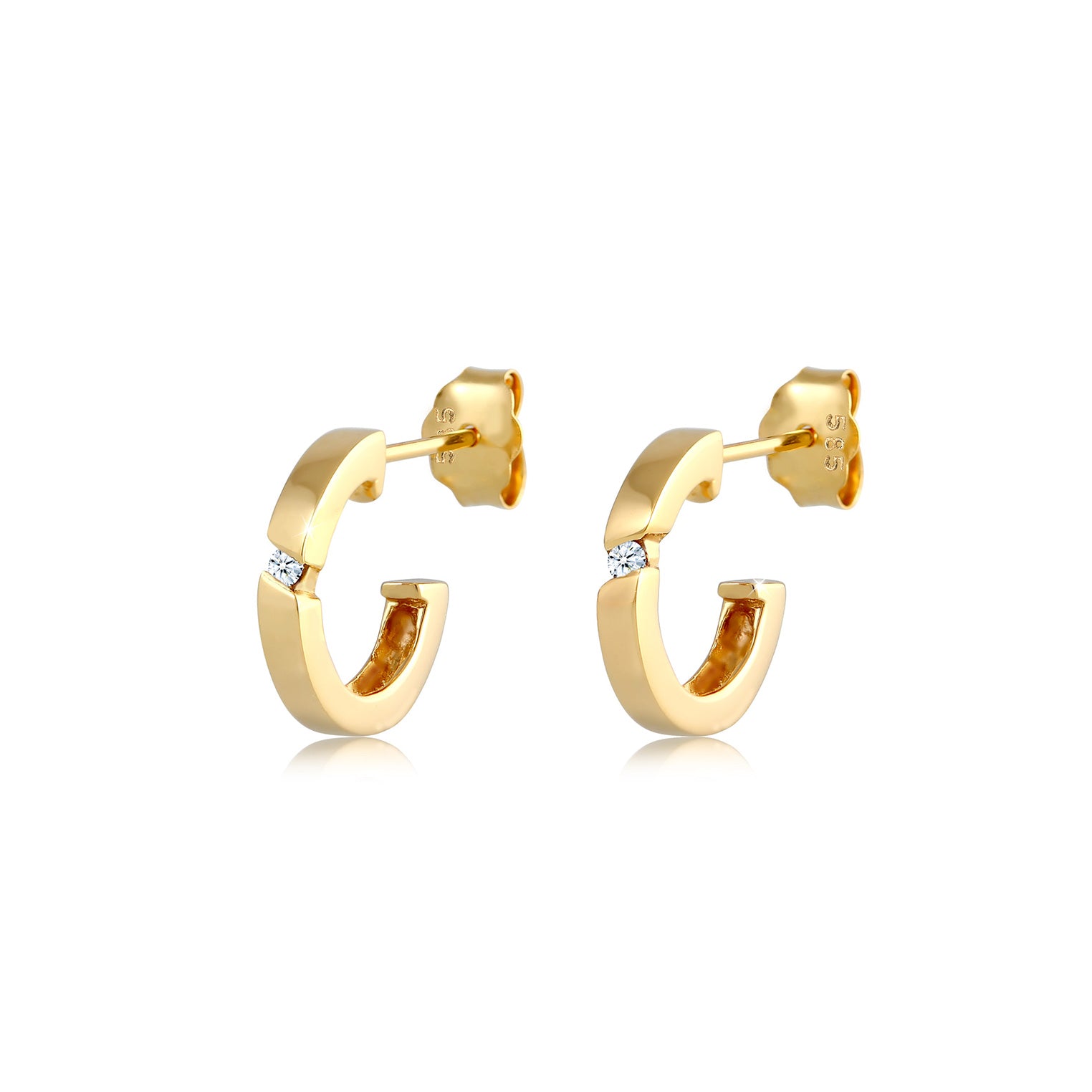 Gold - Elli DIAMONDS | Creole | Diamant ( Weiß, 0,03 ct ) | 585 Gelbgold