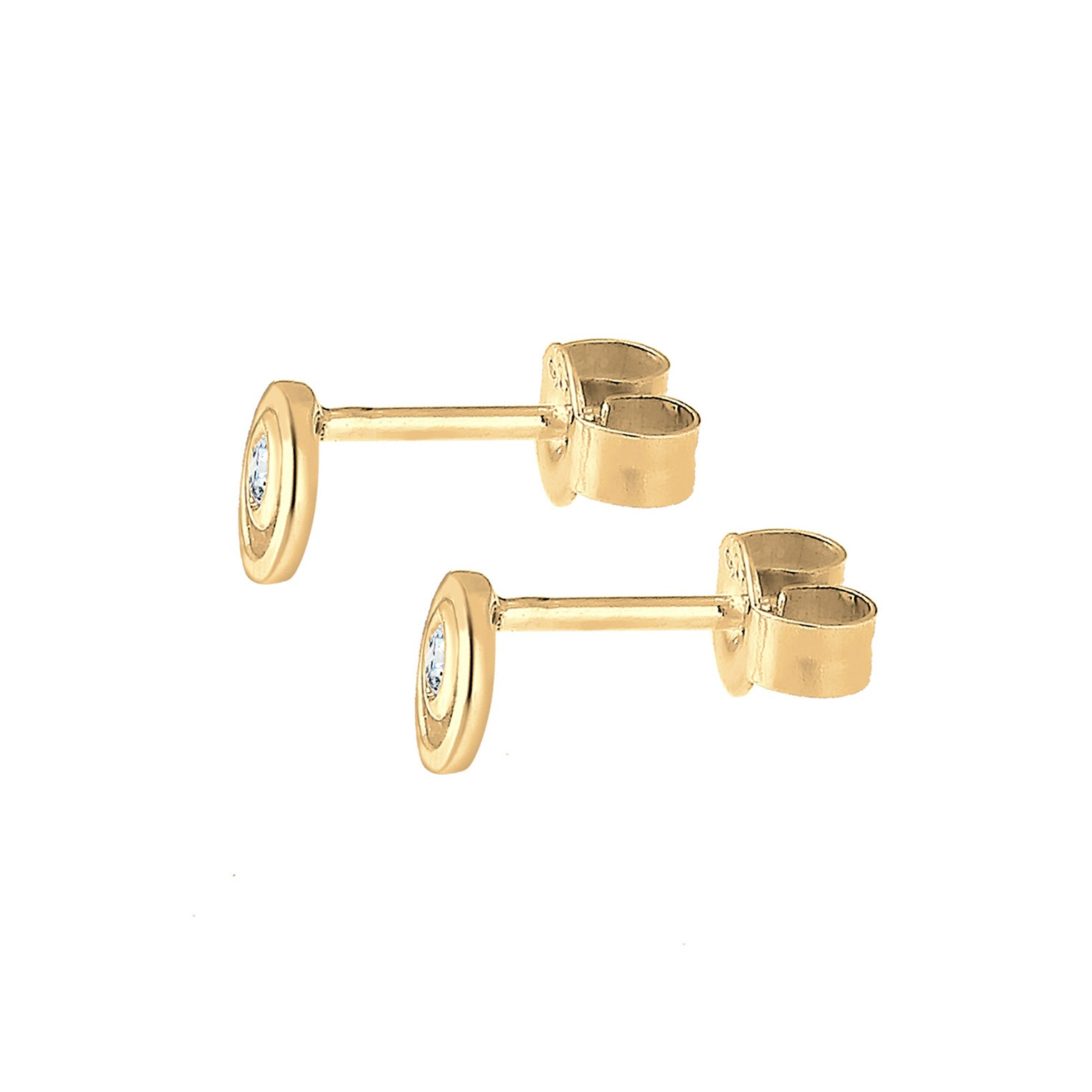 Gold - Elli DIAMONDS | Ohrstecker Kreis | Diamant ( Weiß, 0,06 ct ) | 585 Gelbgold