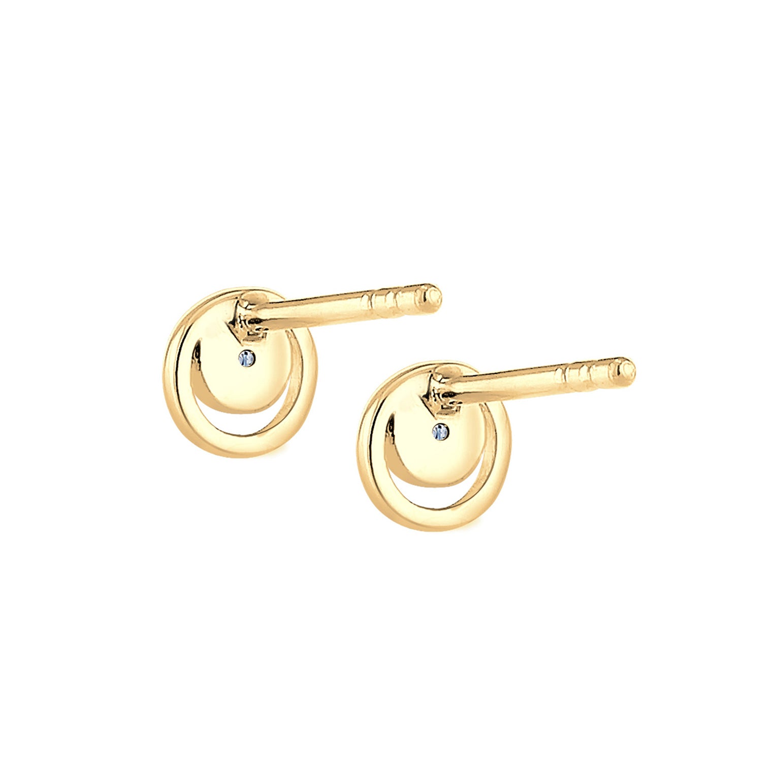 Gold - Elli DIAMONDS | Ohrstecker Kreis | Diamant ( Weiß, 0,06 ct ) | 585 Gelbgold