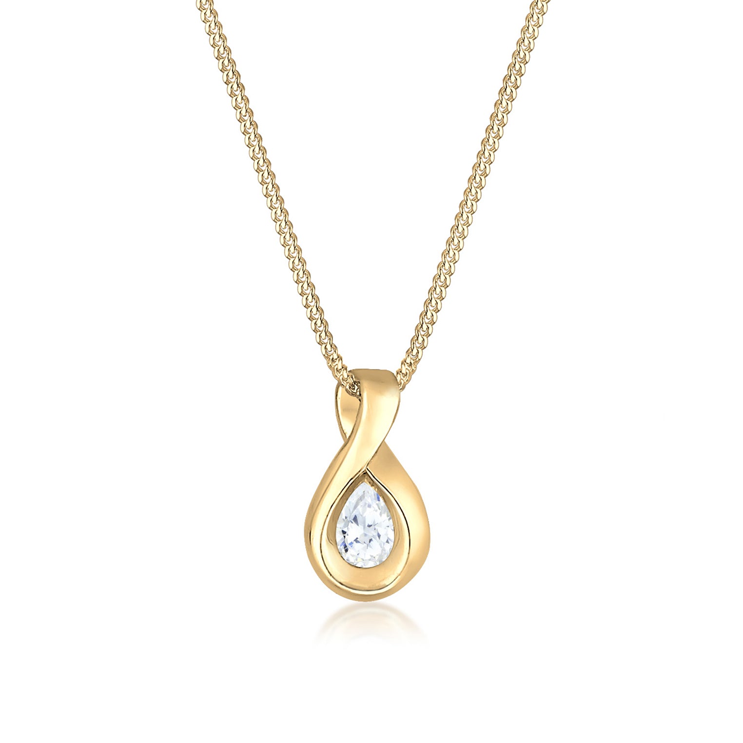 Gold - Elli PREMIUM | Halskette Infinity Anhänger | Zirkonia (Weiß) | 585 Gelbgold