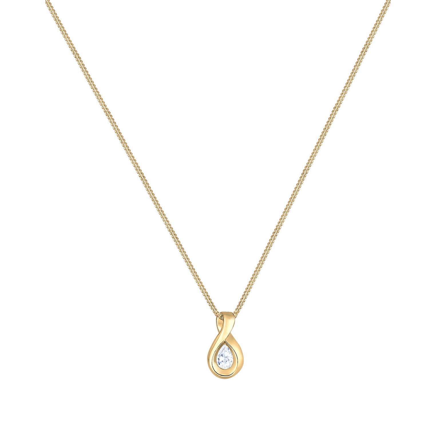 Gold - Elli PREMIUM | Halskette Infinity Anhänger | Zirkonia (Weiß) | 585 Gelbgold