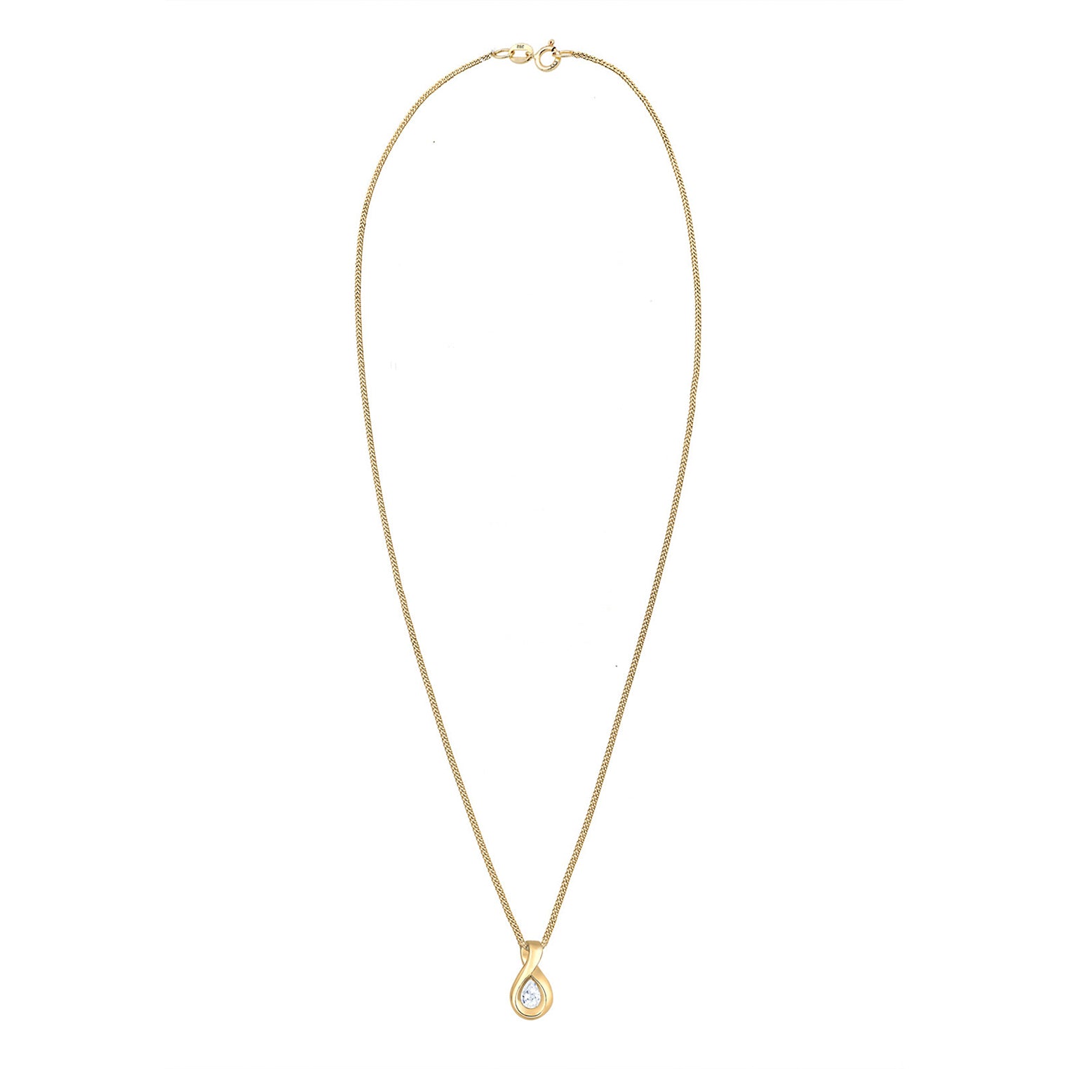 Gold - Elli PREMIUM | Halskette Infinity Anhänger | Zirkonia (Weiß) | 585 Gelbgold
