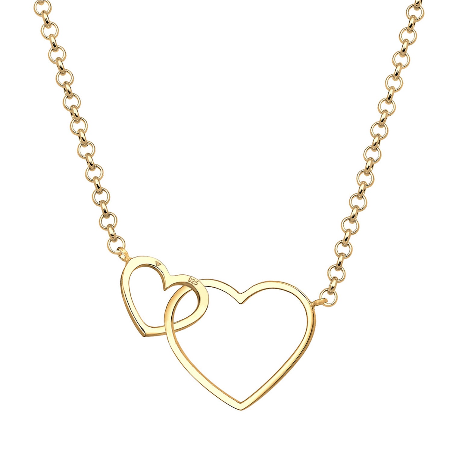 Gold - Elli | Halskette Herzen | 925 Sterling Silber vergoldet