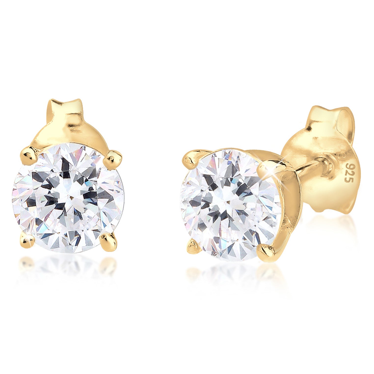 Gold - Elli | Ohrstecker | Kristall ( Weiß ) | 925 Sterling Silber vergoldet