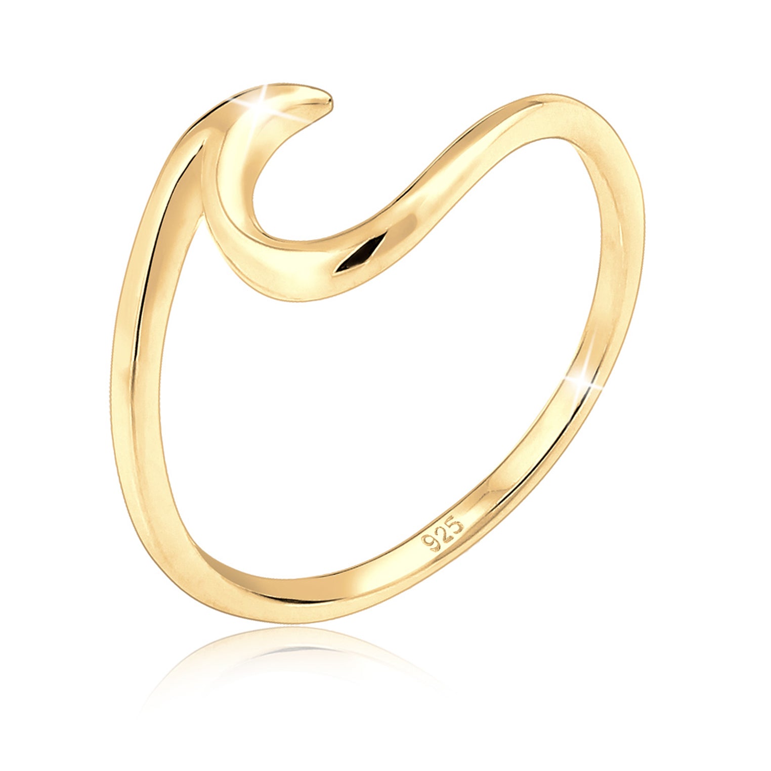 Gold - Elli | Ring Welle | 925 Sterling Silber vergoldet