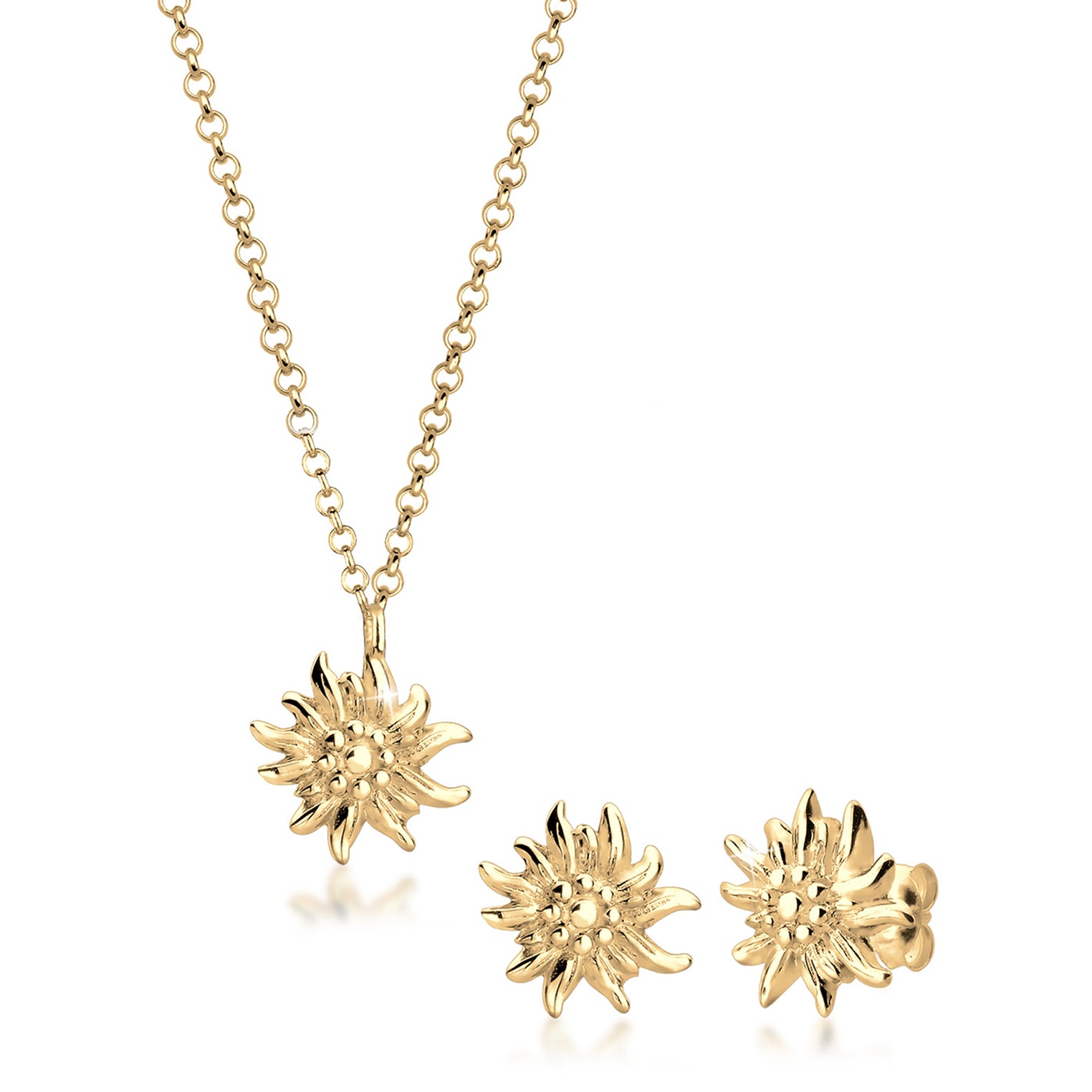 Gold - Elli | Schmuckset  Edelweiss | 925 Sterling Silber vergoldet