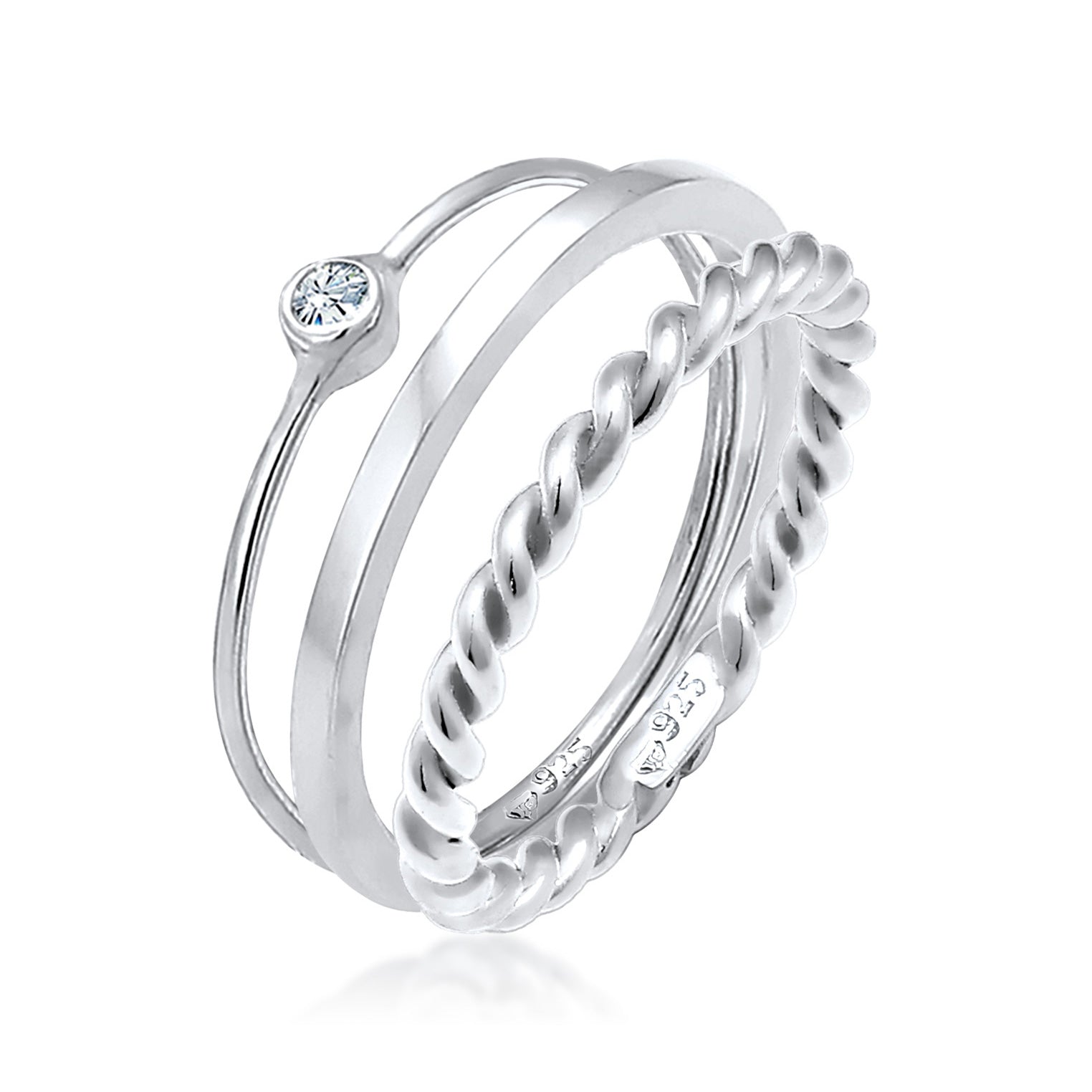 Silber - Elli | Solitär-Ring | Mit Kristallen von Swarovski® (Weiß) | 925er Sterling Silber