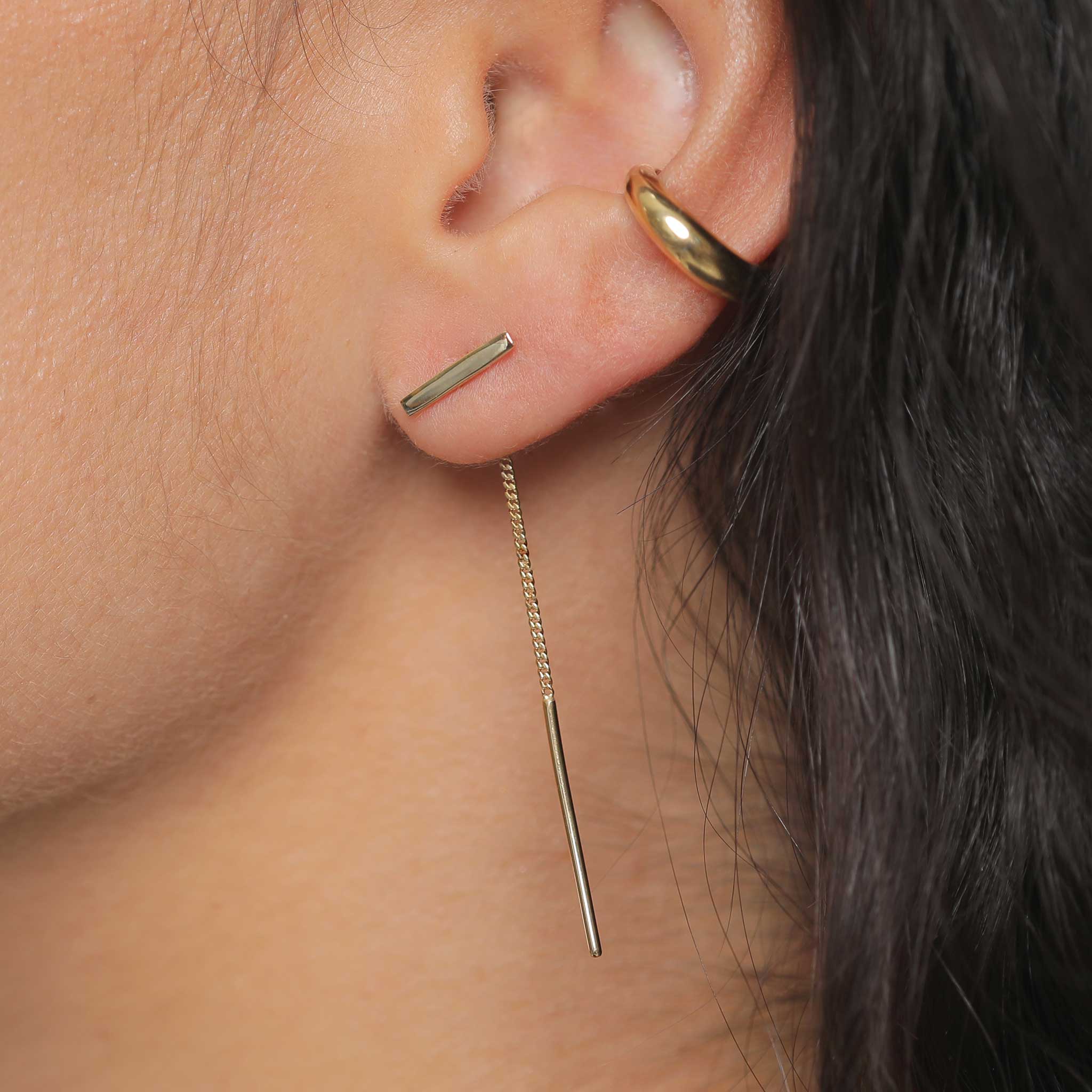 Gold - Elli | Ohrhänger Ear Chain | 925 Sterling Silber vergoldet