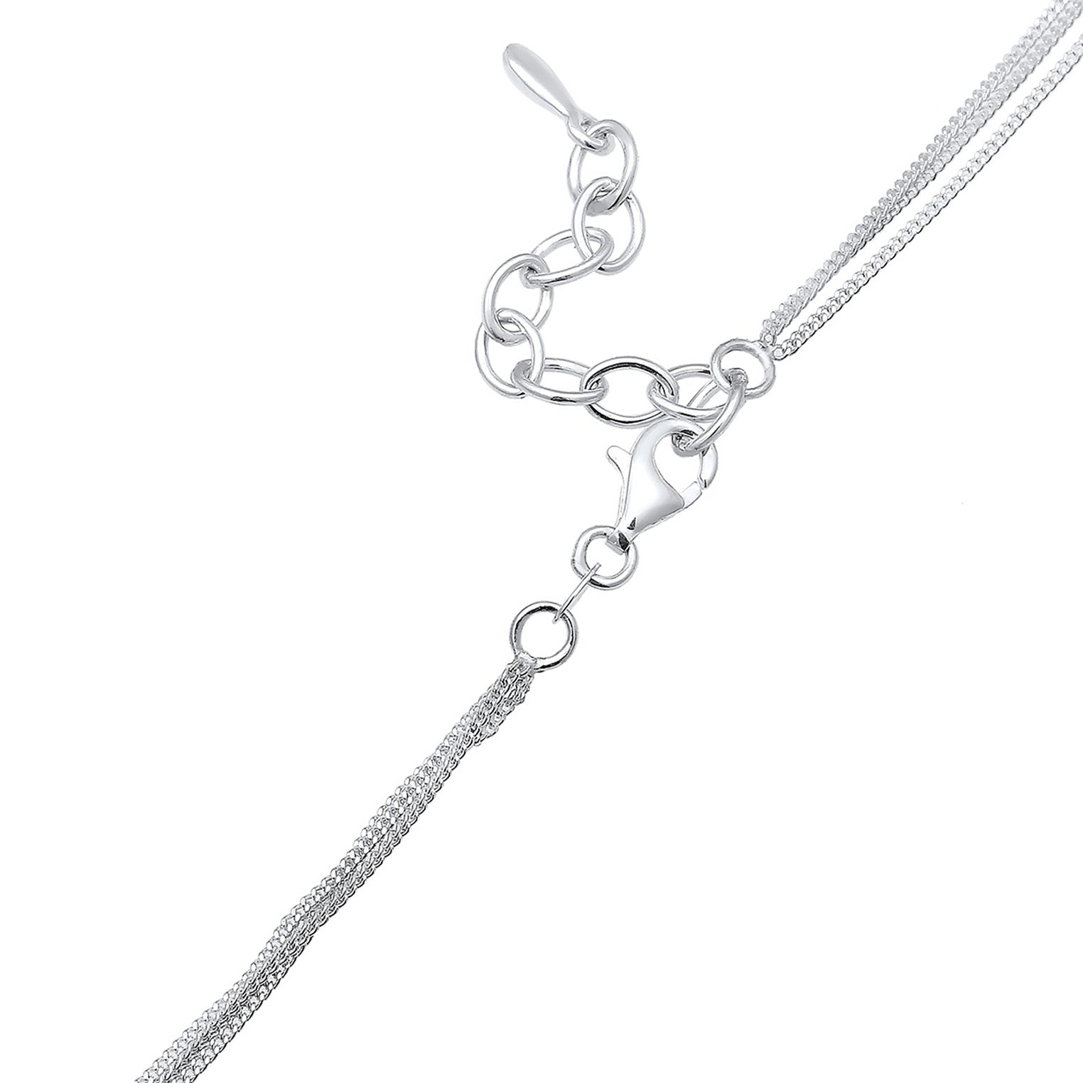 Silber - Elli | Layer-Halskette Plättchen Stab | Mit Kristallen von Swarovski® (Weiß) | 925er Sterling Silber
