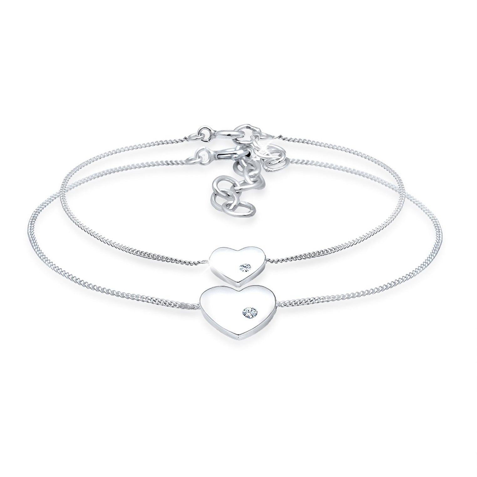 Silber - Elli | Mutter-Kind-Armbandset | Mit Kristallen von Swarovski® (Weiß) | 925er Sterling Silber