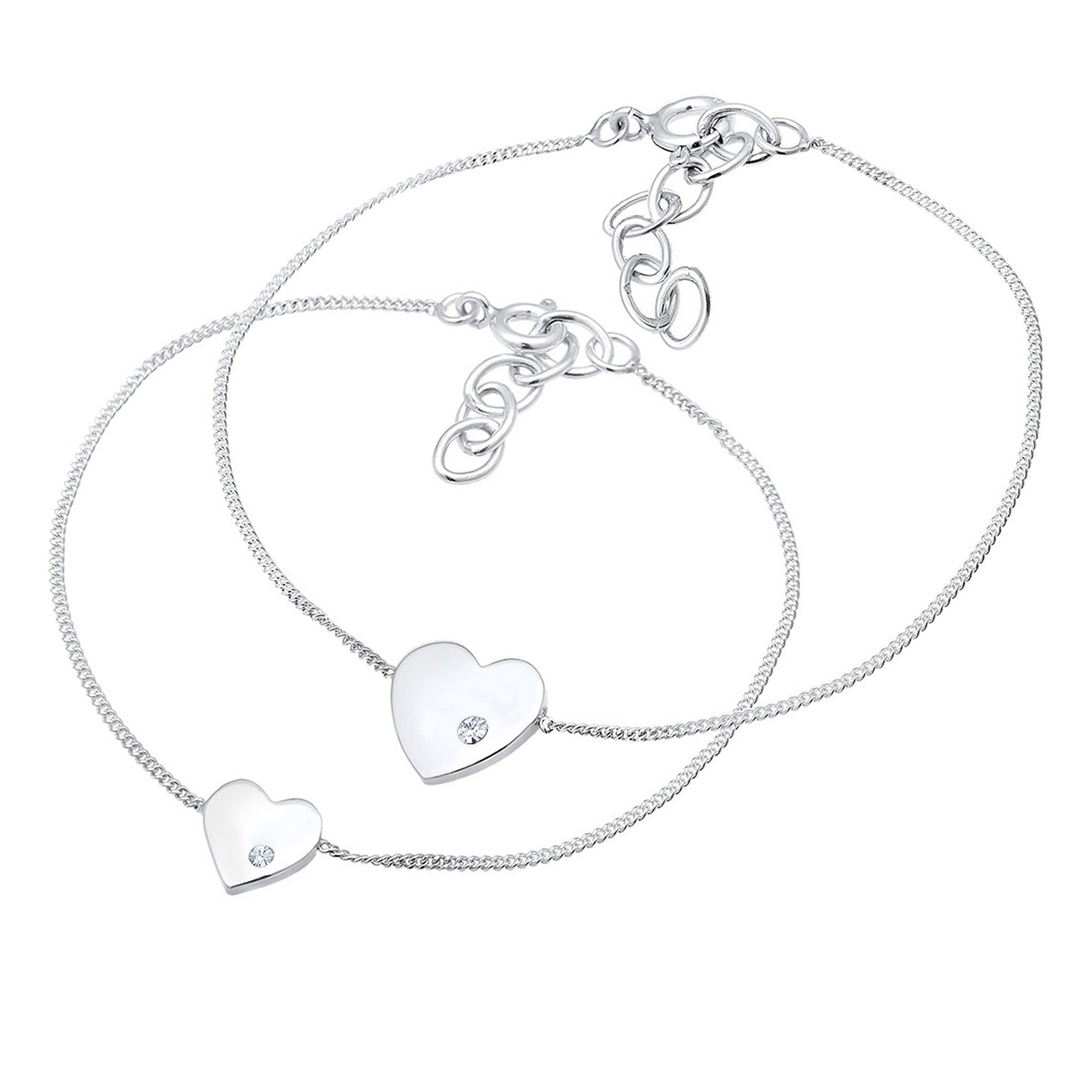 Silber - Elli | Mutter-Kind-Armbandset | Mit Kristallen von Swarovski® (Weiß) | 925er Sterling Silber