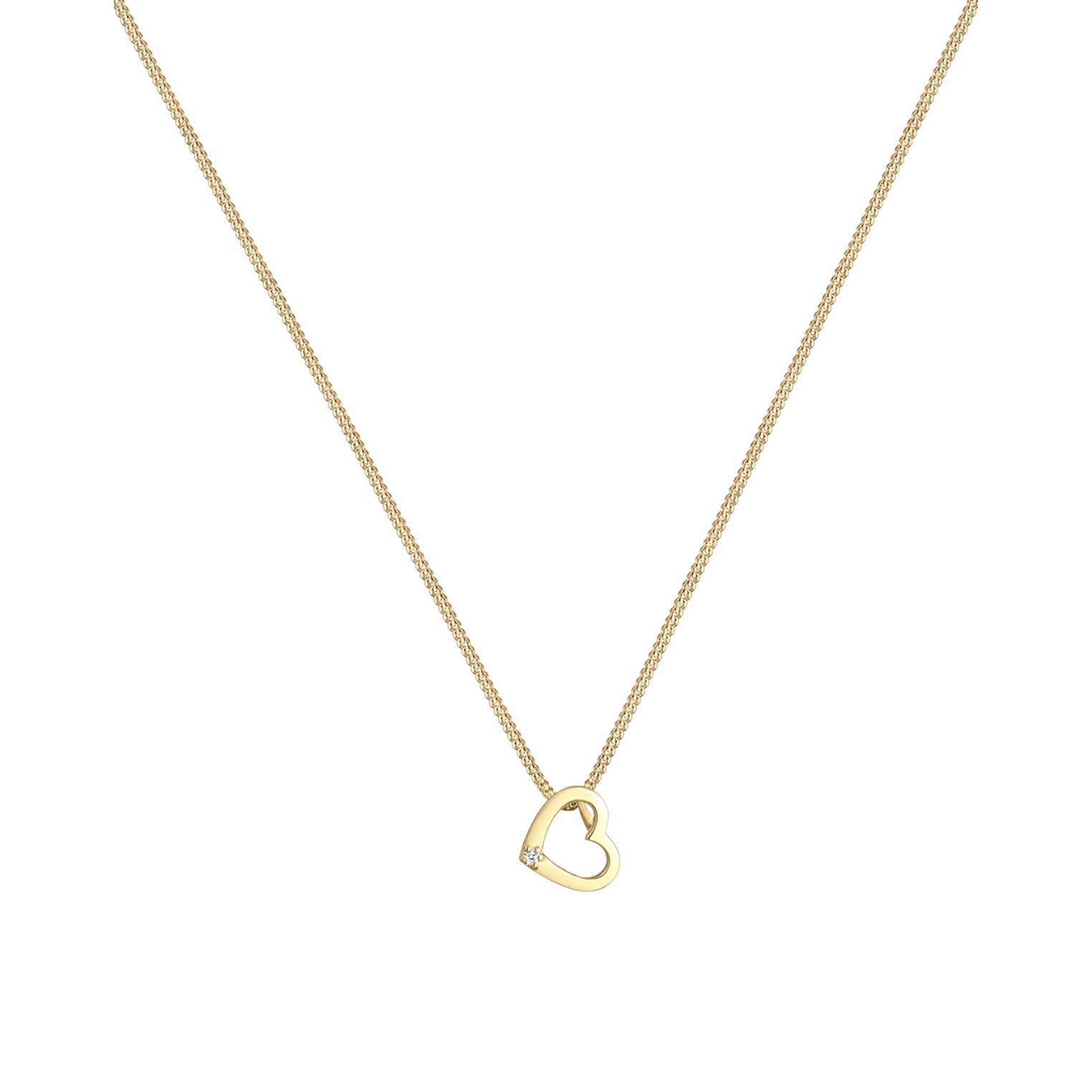 Gold - Elli DIAMONDS | Halskette Herz | Diamant (Weiß, 0,015 ct) | 585 Gelbgold