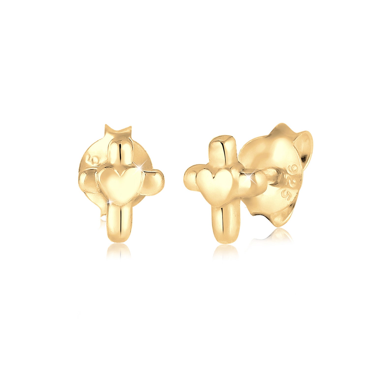 Gold - Elli | Ohrring Herz | 925 Sterling Silber vergoldet