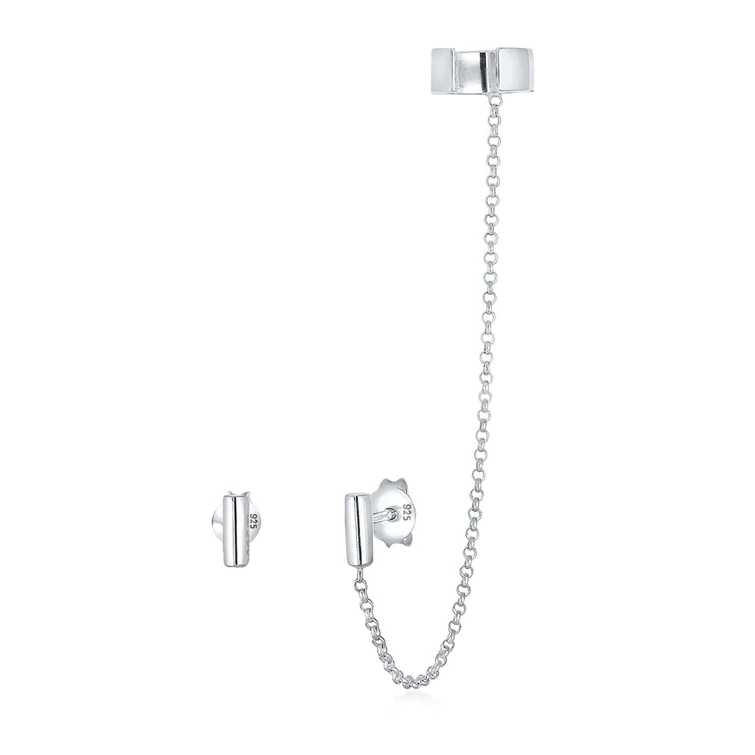 Silber - Elli | Ohrstecker Ear Chain | 925er Sterling Silber