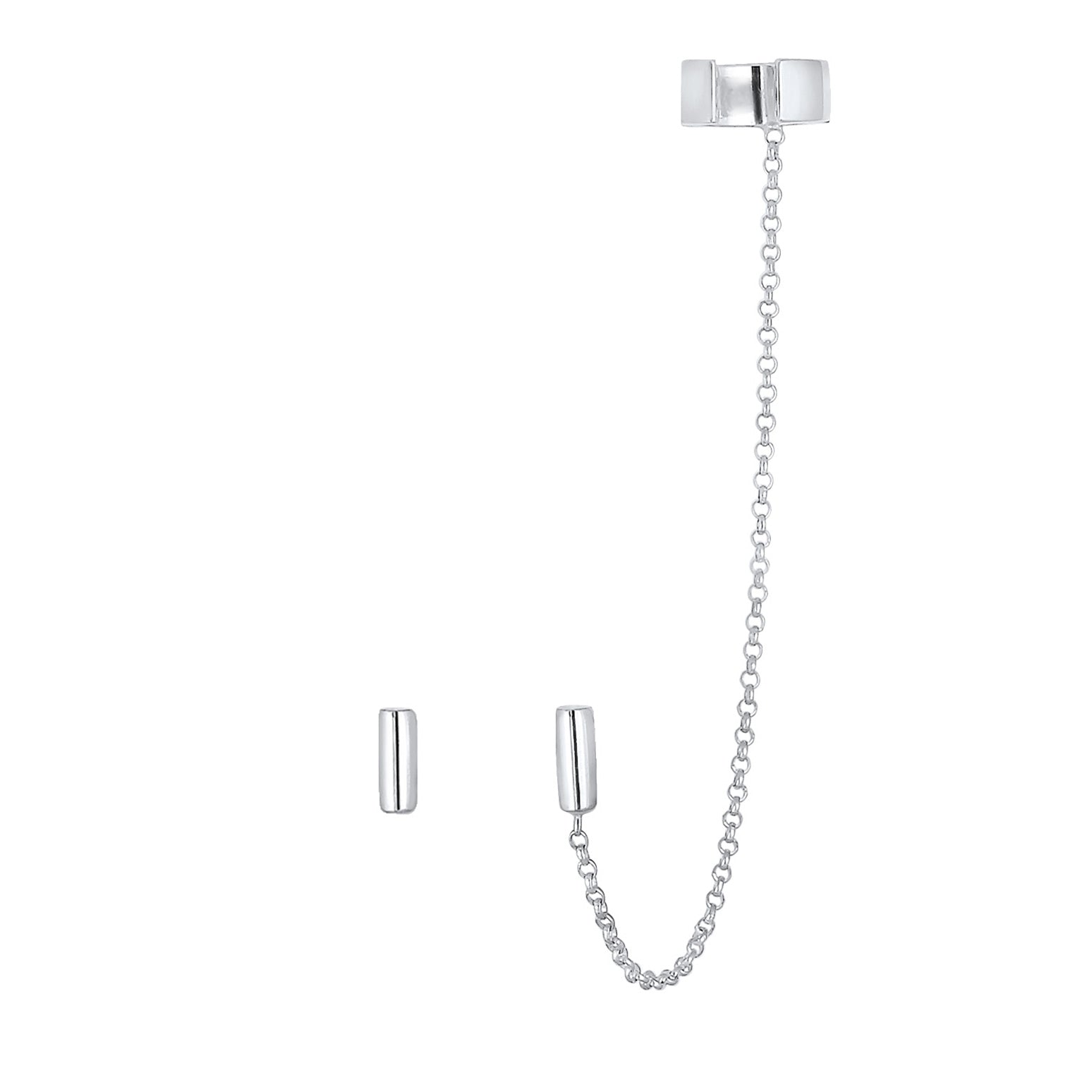 Silber - Elli | Ohrstecker Ear Chain | 925er Sterling Silber