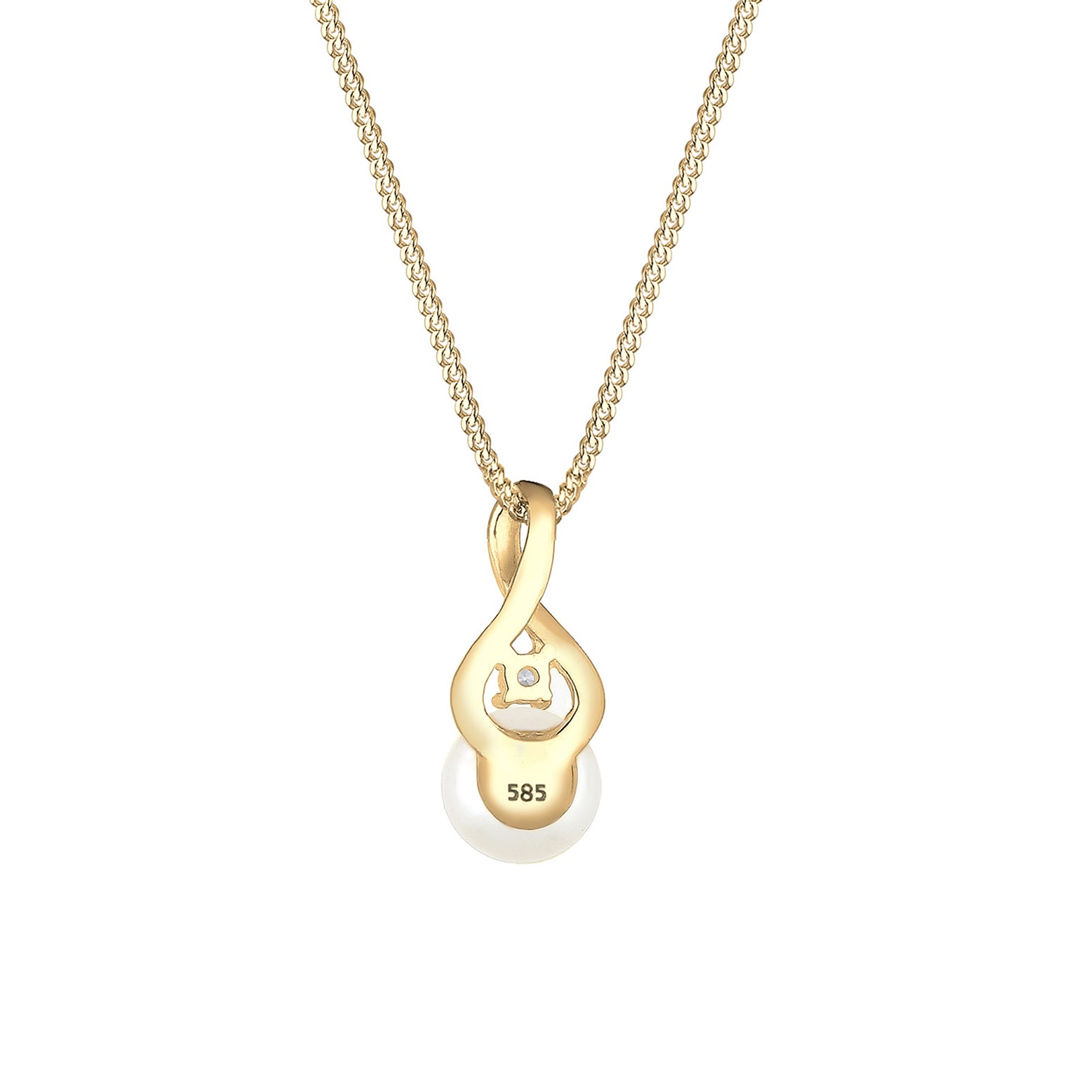 Gold - Elli PREMIUM | Halskette Infinity | Süßwasserperle, Topas (Weiß) | 585 Gelbgold