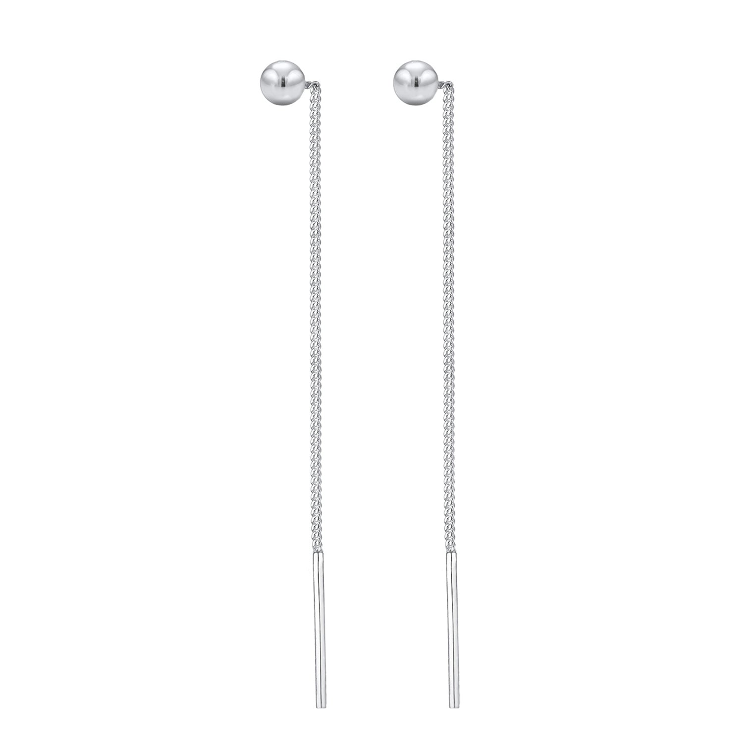 Silber - Elli | Durchzieh-Ohrhänger Kugel | 925er Sterling Silber