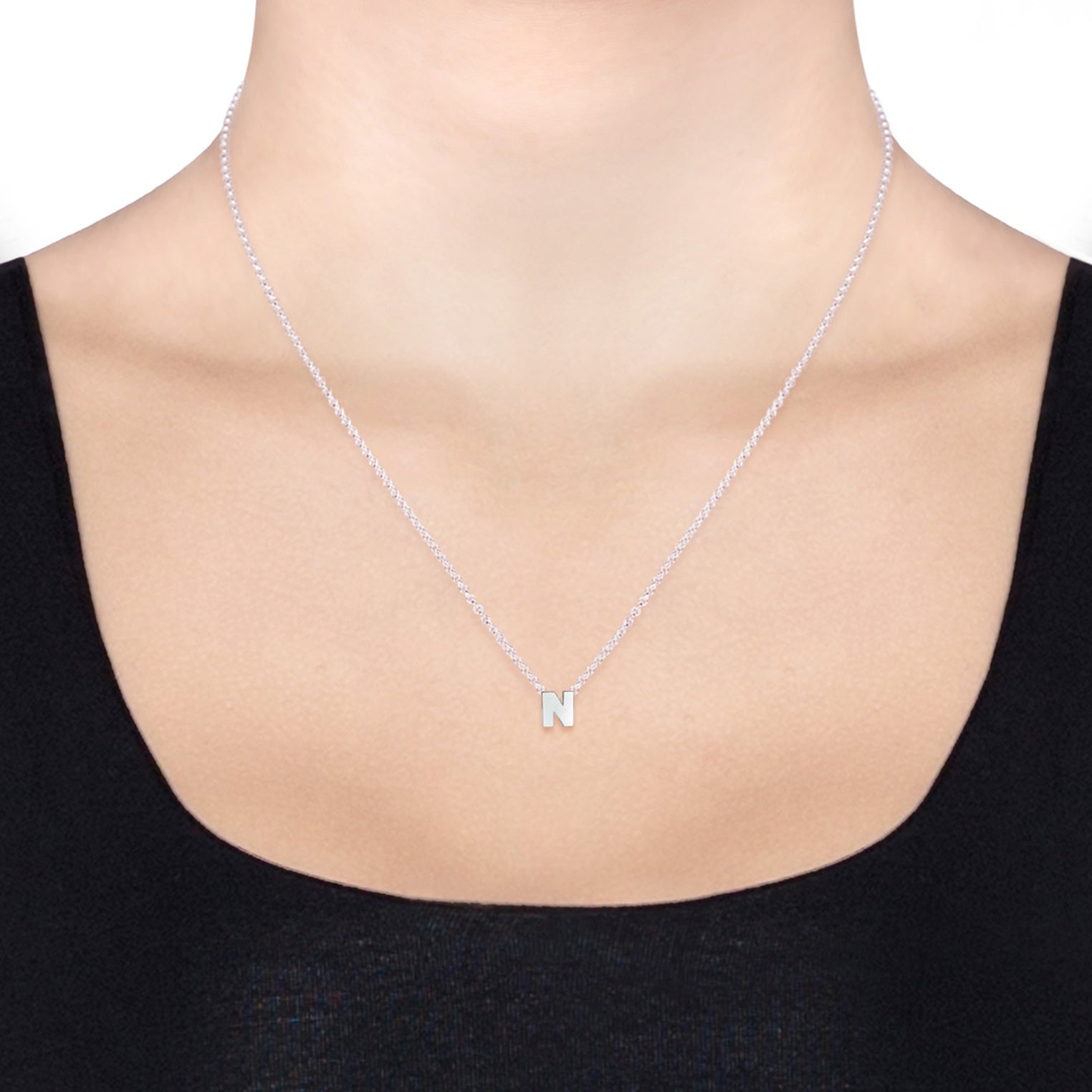 Silber - Elli | Halskette Buchstabe N | 925er Sterling Silber