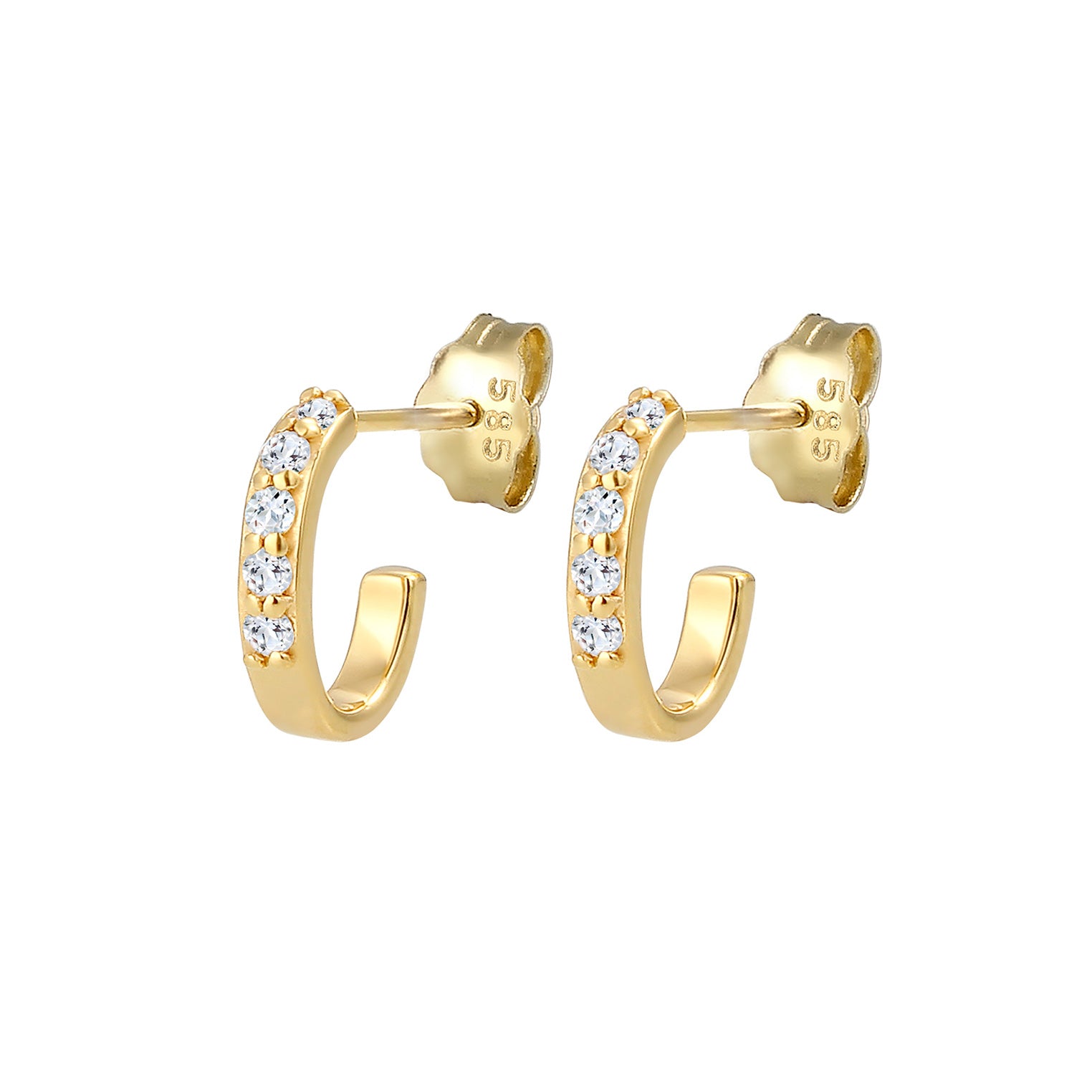 Gold - Elli PREMIUM | Creole | Topas ( Weiß ) | 585 Gelbgold