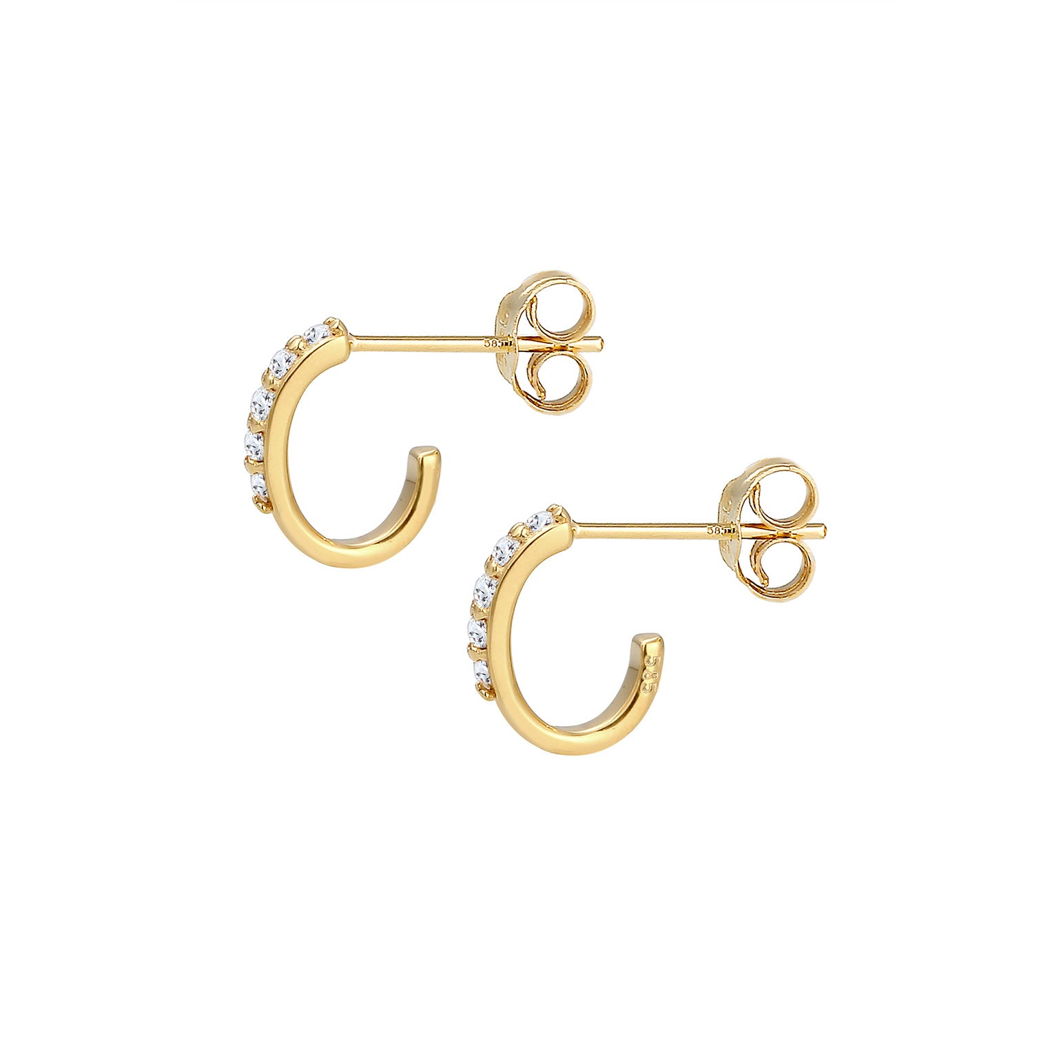 Gold - Elli PREMIUM | Creole | Topas ( Weiß ) | 585 Gelbgold