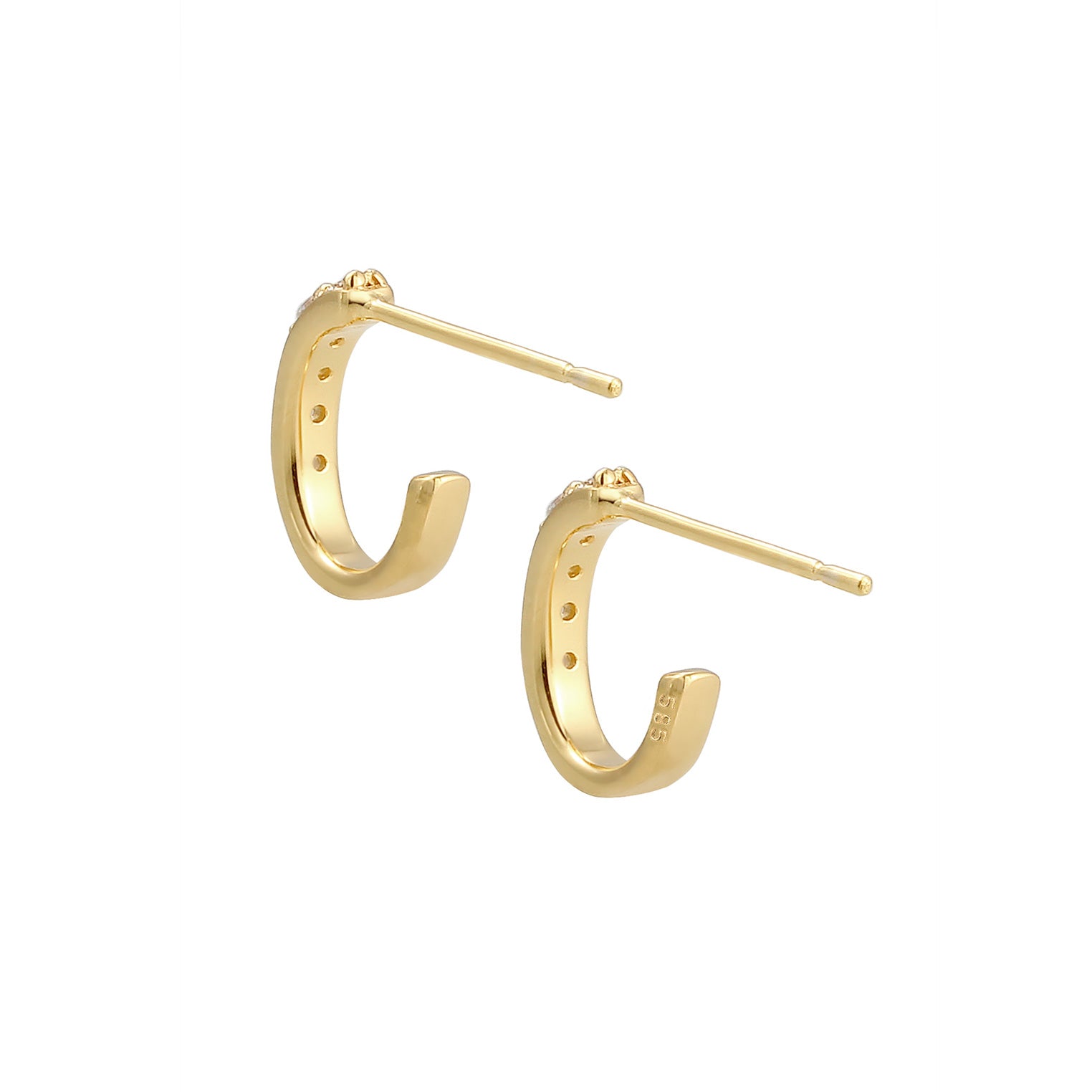Gold - Elli PREMIUM | Creole | Topas ( Weiß ) | 585 Gelbgold