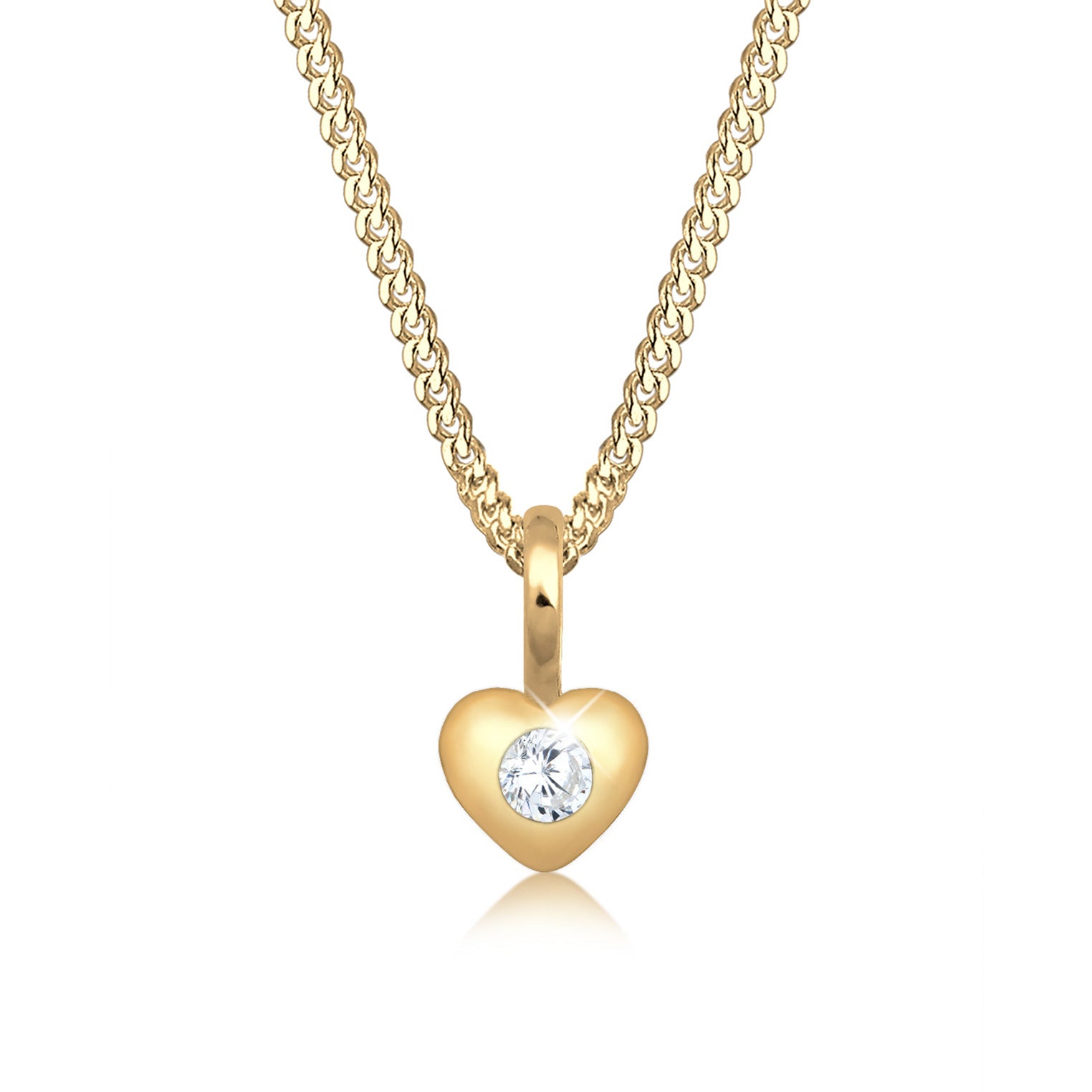 Gold - Elli PREMIUM | Halskette Herz | Zirkonia (Weiß) | 585 Gelbgold